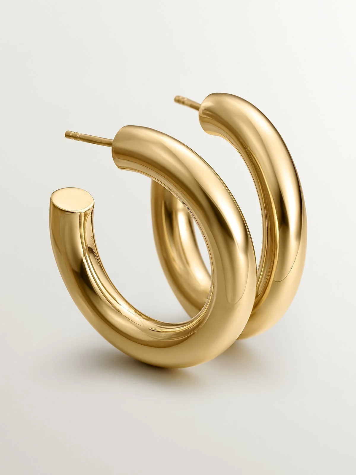Pendientes de aro gruesos de plata 925 bañada en oro amarillo de 18K - Image 5