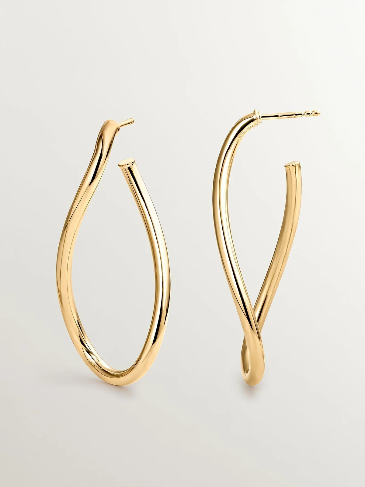 Pendientes de aro ondulados grandes de plata 925 bañada en oro amarillo de 18K - Image 7