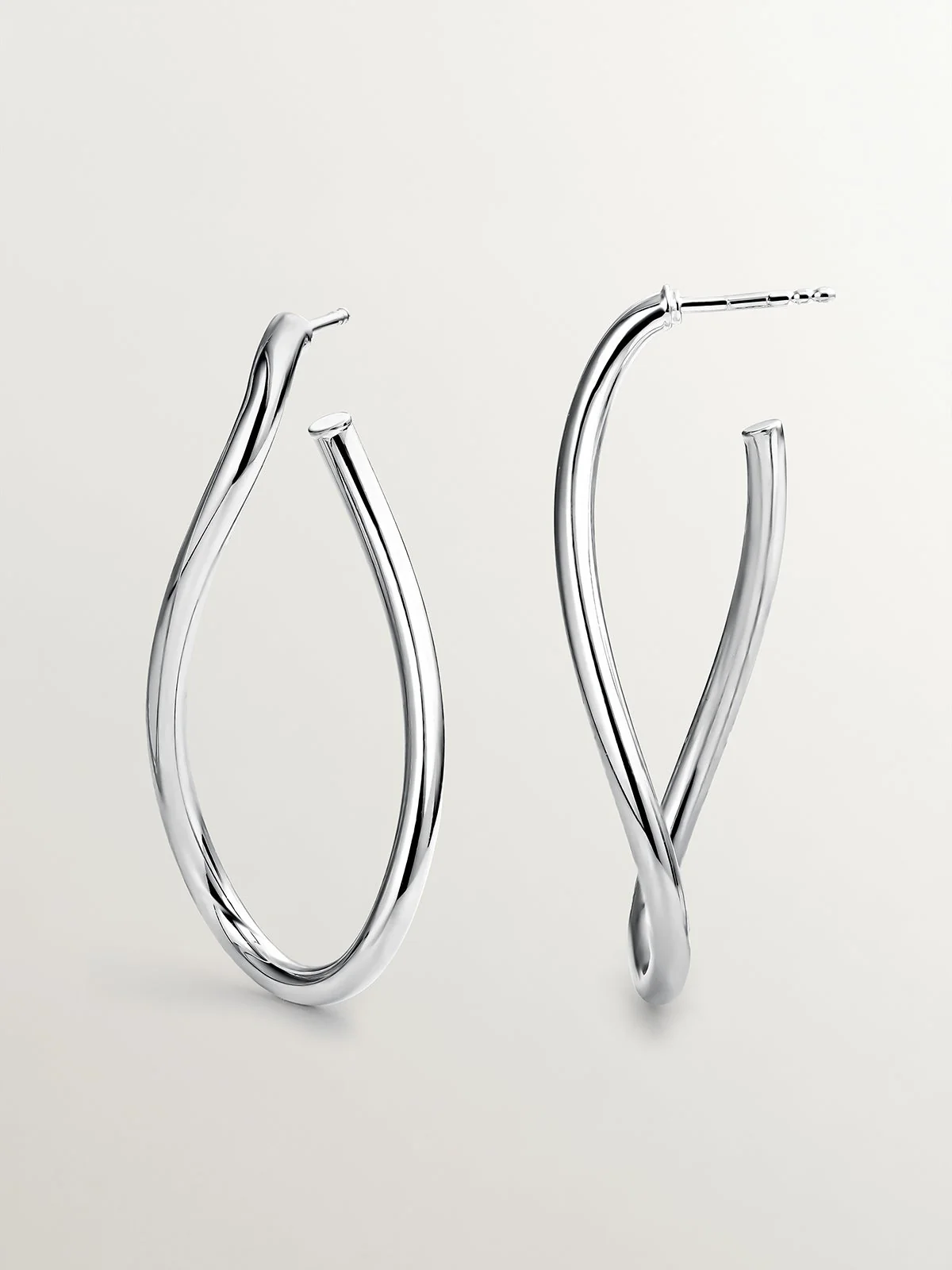 Pendientes de aro ondulados grandes de plata 925