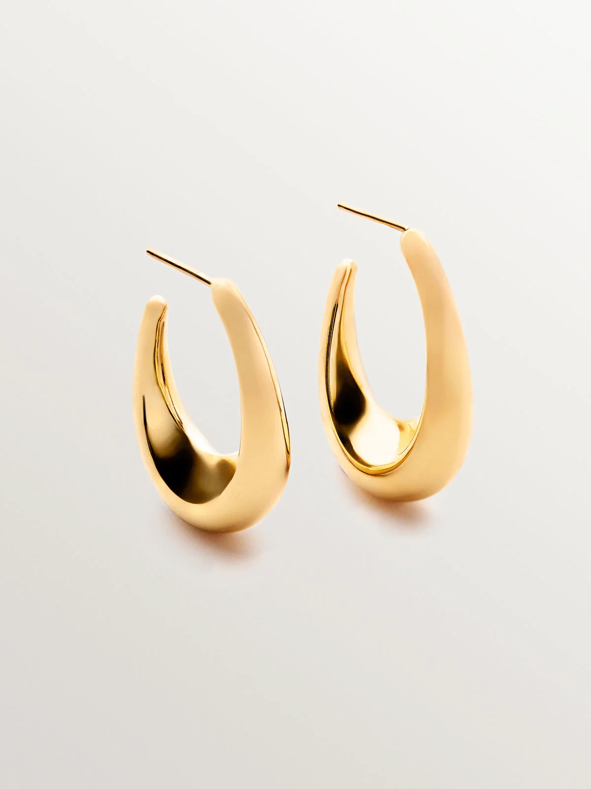 Pendientes de aro ovalados de plata 925 bañada en oro amarillo de 18K