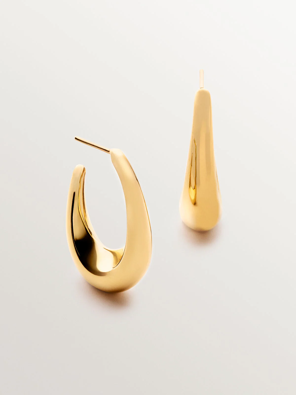 Pendientes de aro ovalados de plata 925 bañada en oro amarillo de 18K - Image 3