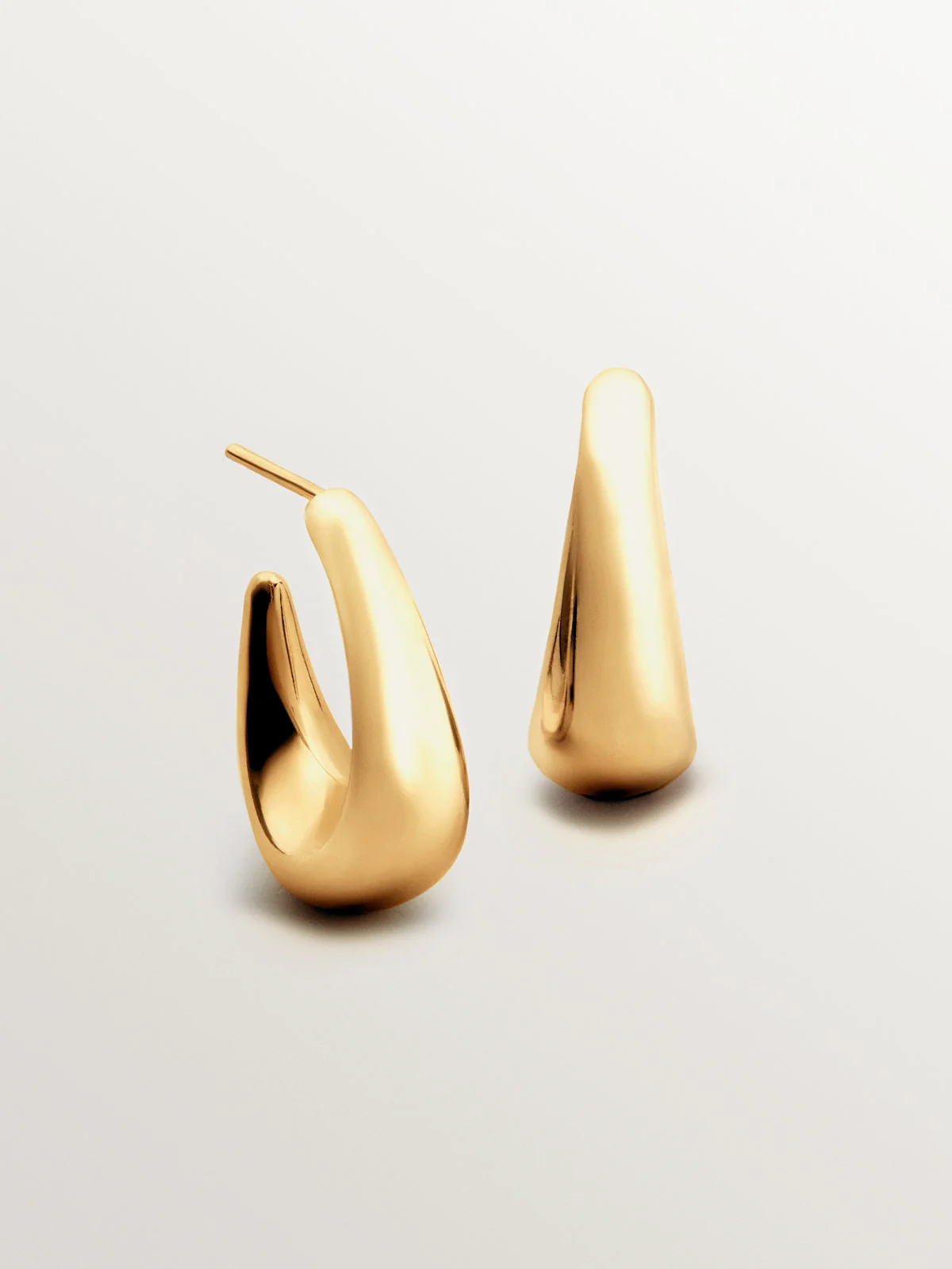 Pendientes de aro ovalados pequeños de plata 925 bañada en oro amarillo de 18K - Image 5