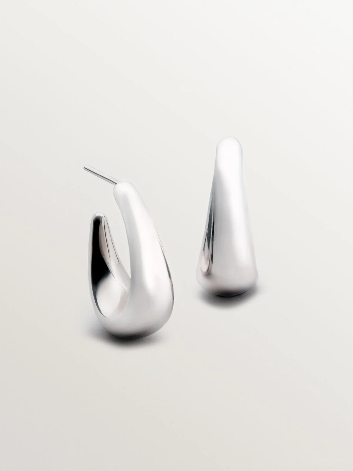 Pendientes de aro ovalados pequeños de plata 925 - Image 3