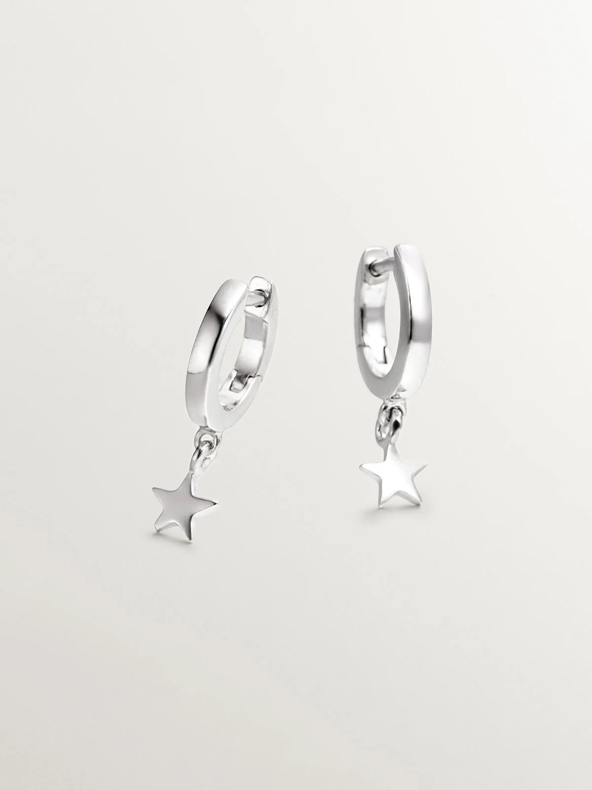 Pendientes de aro pequeños de plata 925 con estrella - Image 5