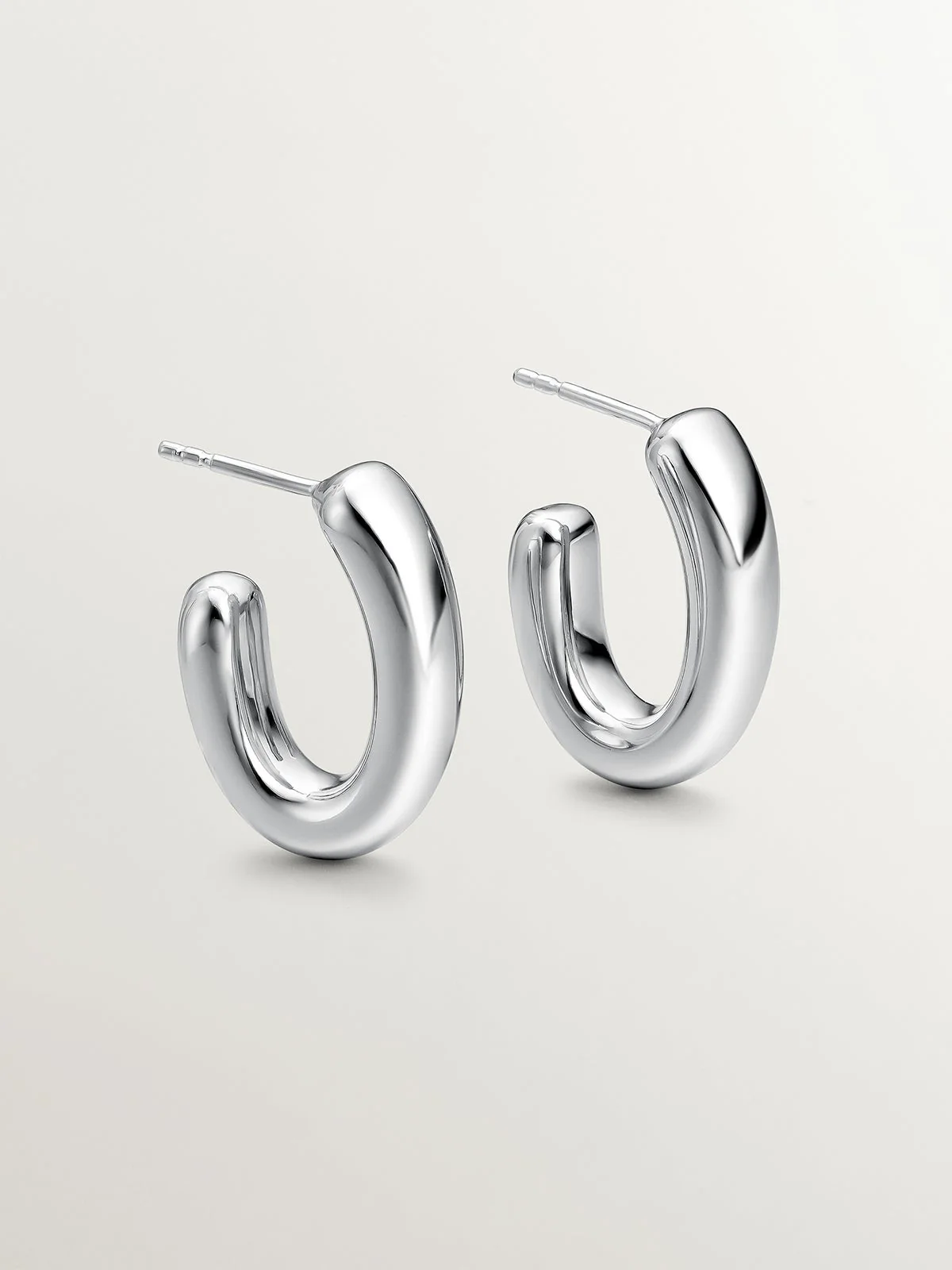 Pendientes de aro pequeños ovalados de plata 925 - Image 5
