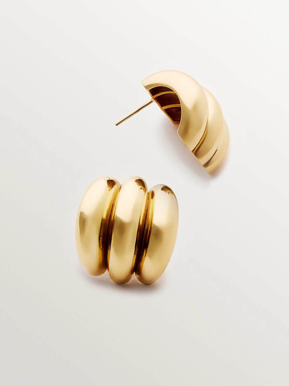 Pendientes de aro triple de plata 925 bañada en oro amarillo de 18K - Image 3