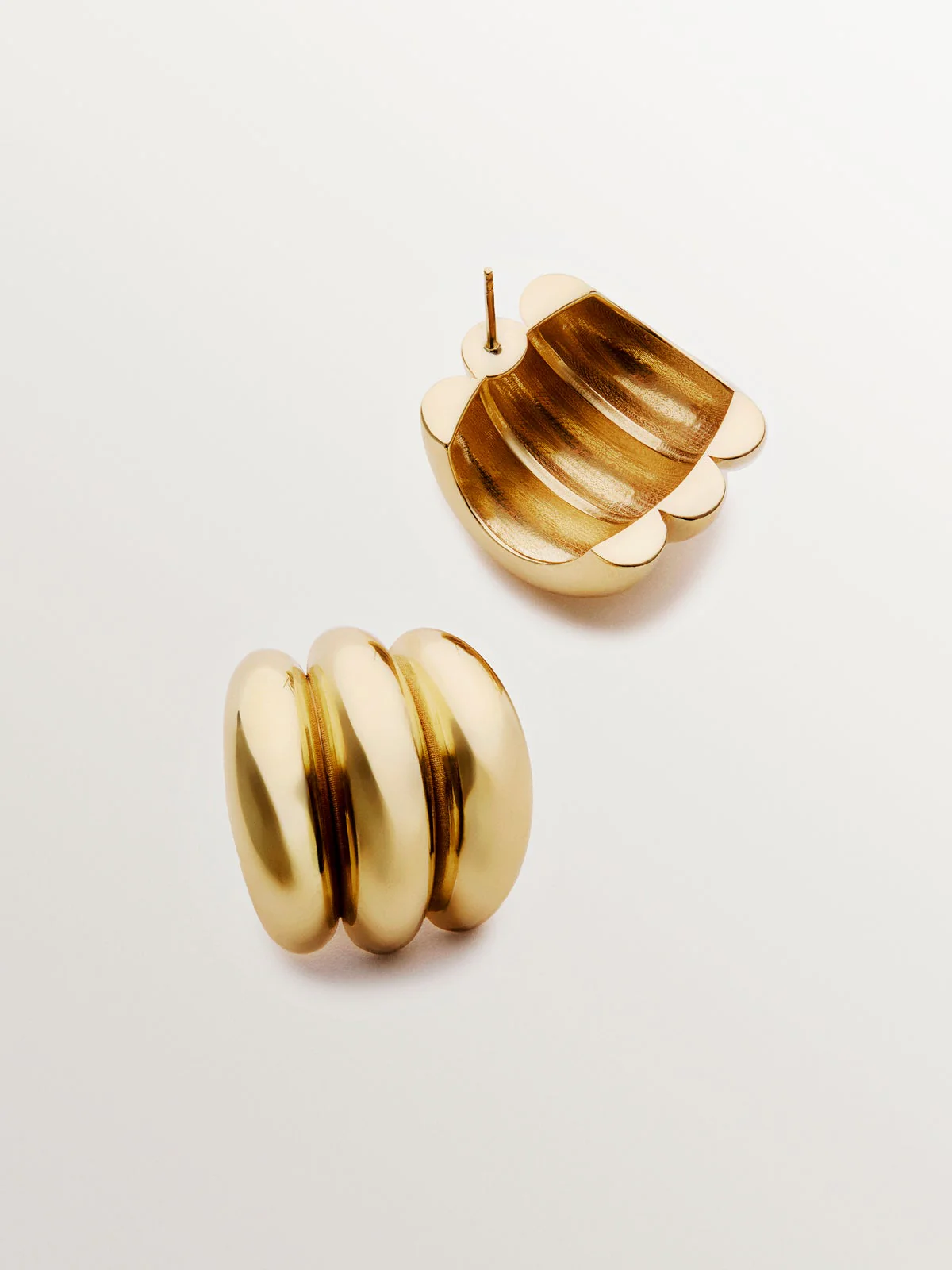 Pendientes de aro triple de plata 925 bañada en oro amarillo de 18K - Image 5