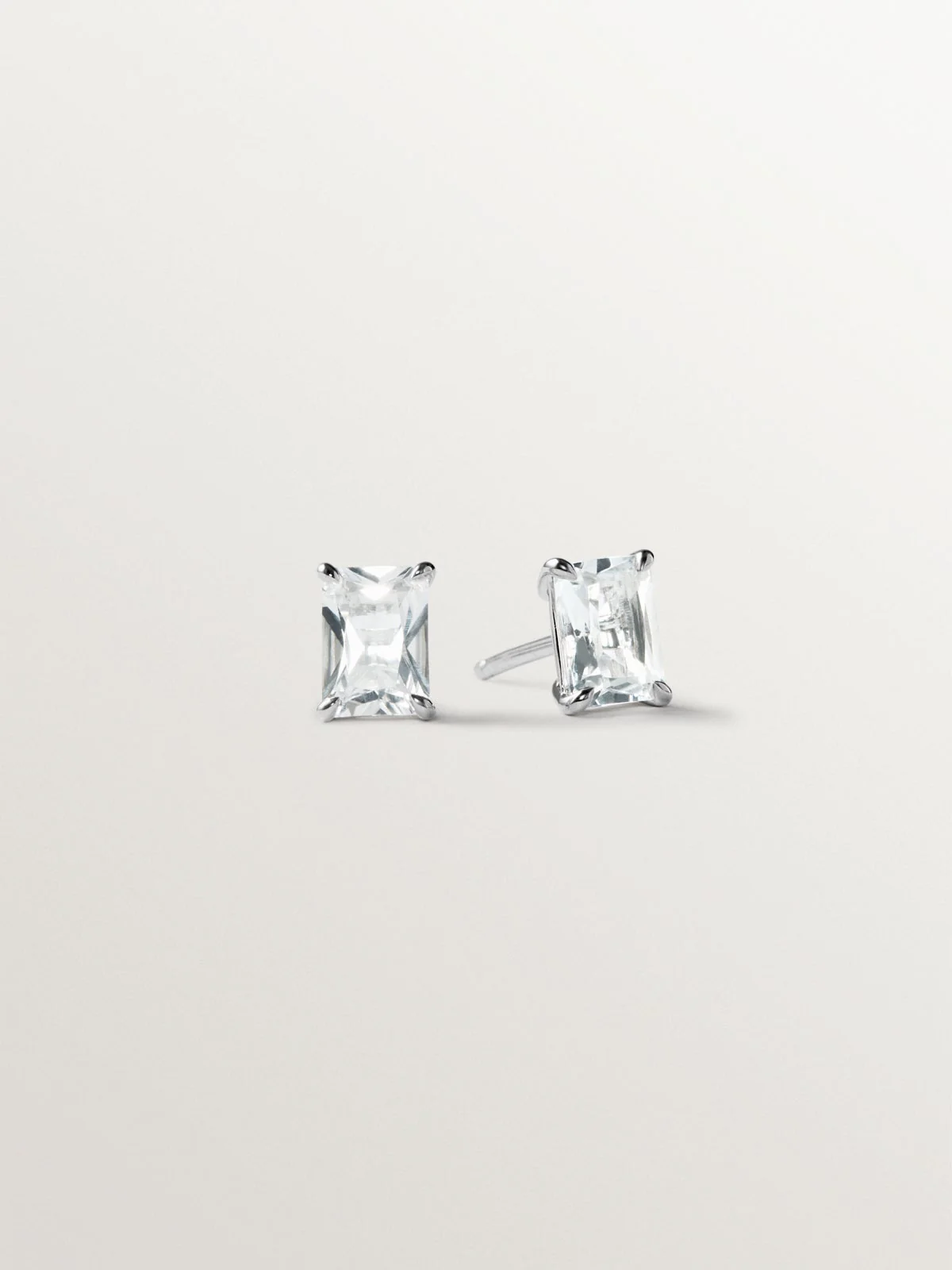 Pendientes de botón de plata 925 con cuarzos blancos - Image 3