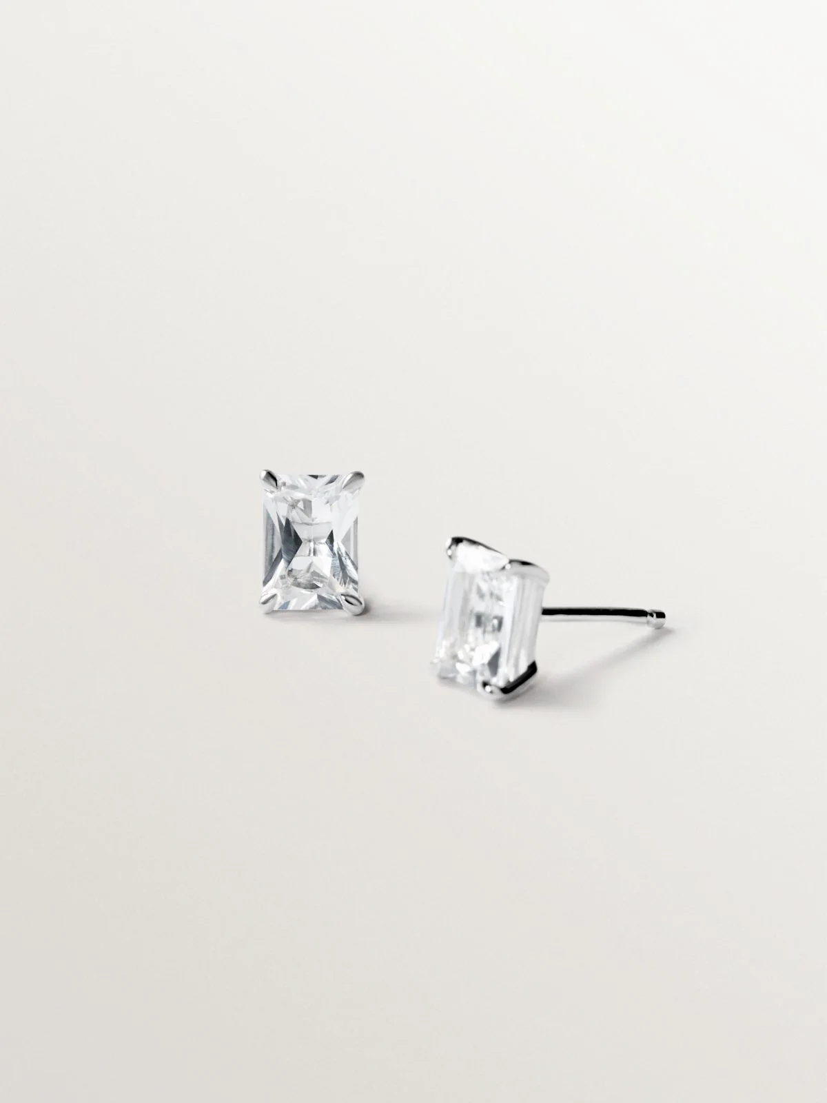 Pendientes de botón de plata 925 con cuarzos blancos - Image 5