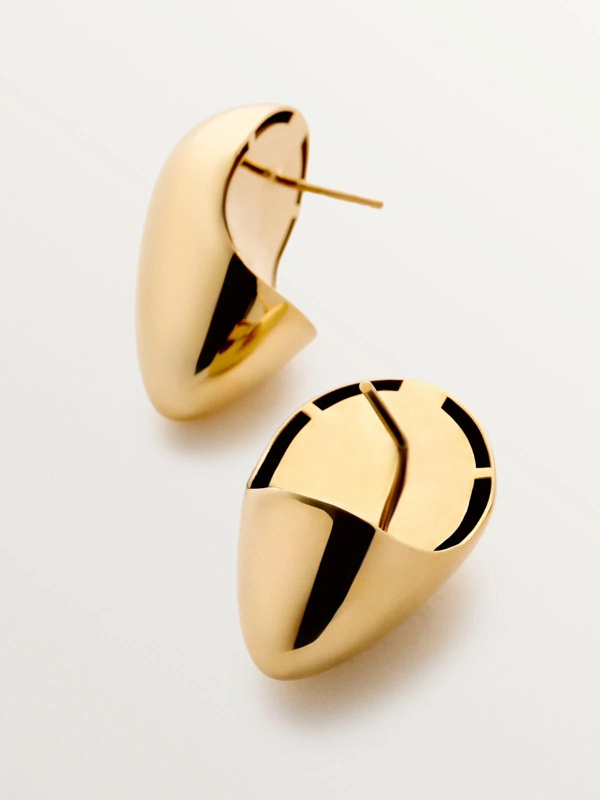Pendientes de gota medianos de plata 925 bañada en oro amarillo de 18K con efecto pulido - Image 5