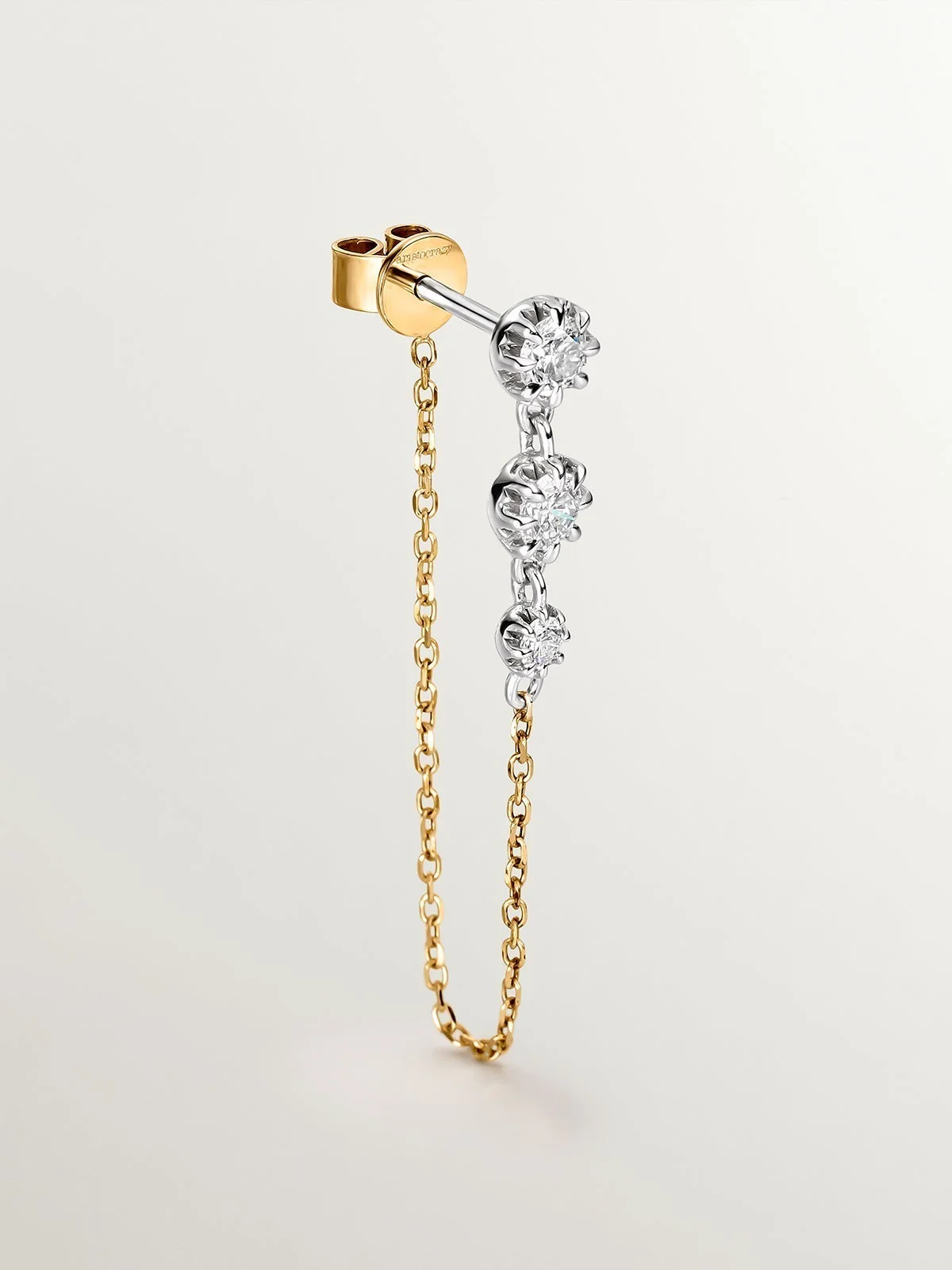 Pendientes de oro blanco y amarillo de 18K con diamantes en talla brillante - Image 3