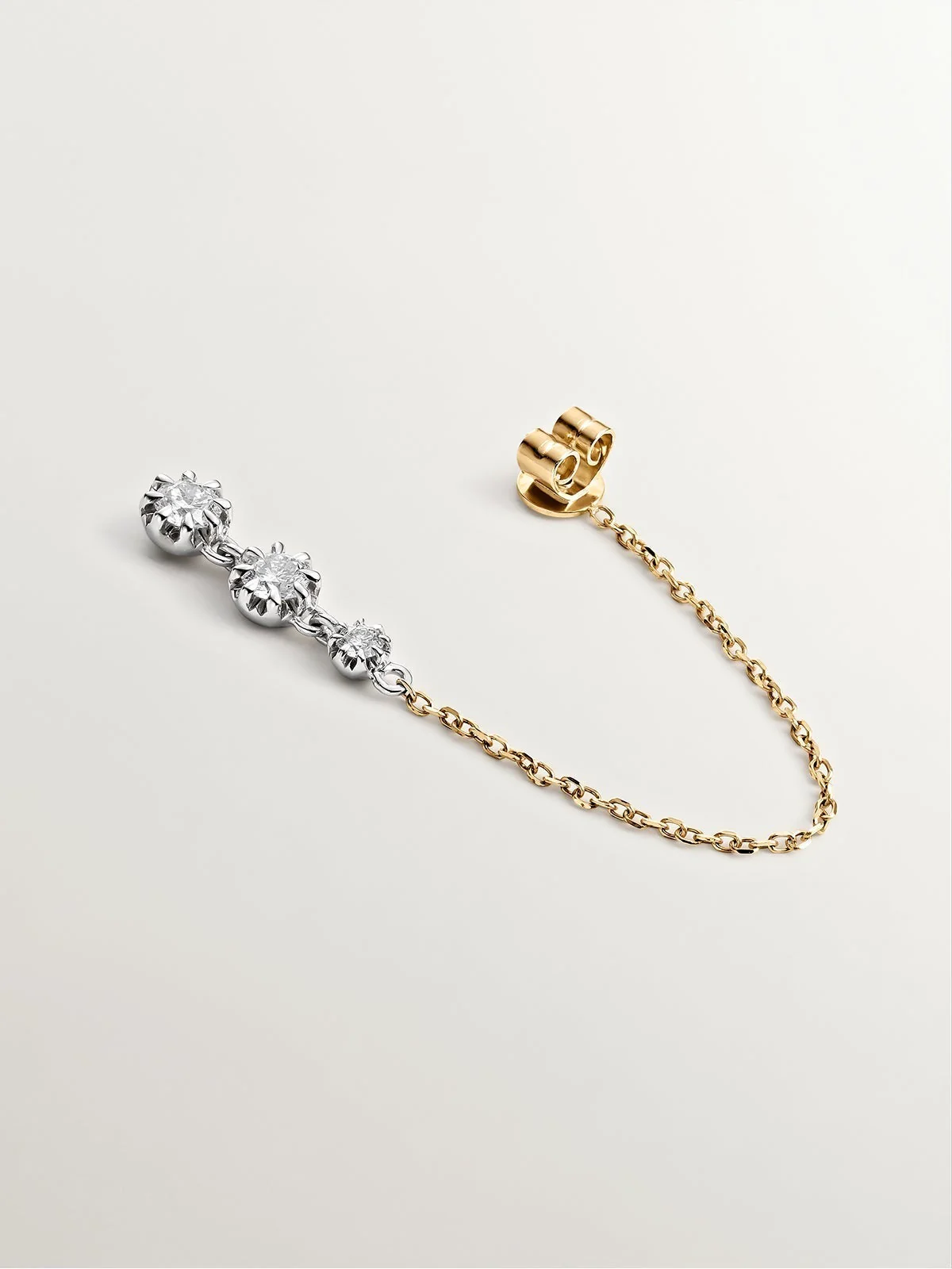 Pendientes de oro blanco y amarillo de 18K con diamantes en talla brillante - Image 7