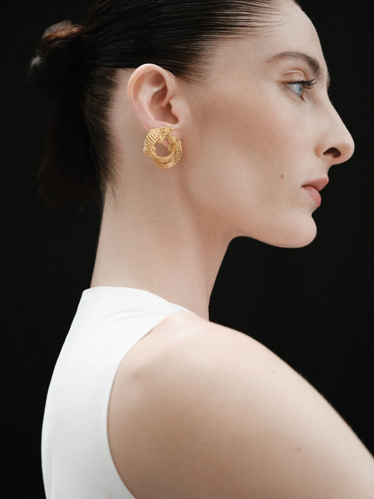 Pendientes de plata 925 bañada en oro amarillo de 18K con forma de cocodrilo - Image 8
