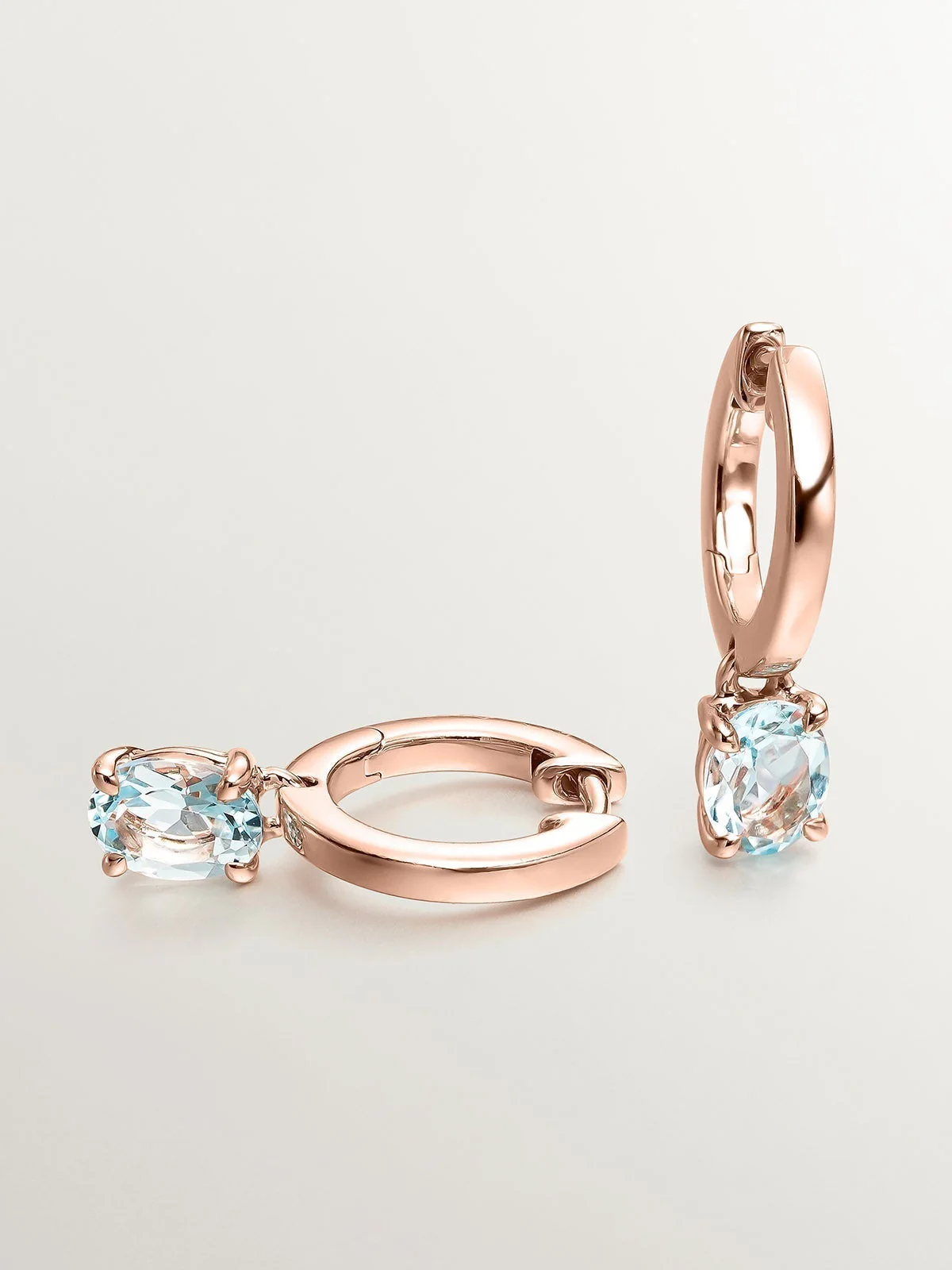 Pendientes de plata 925 bañada en oro rosa de 18K con topacio azul sky - Image 5