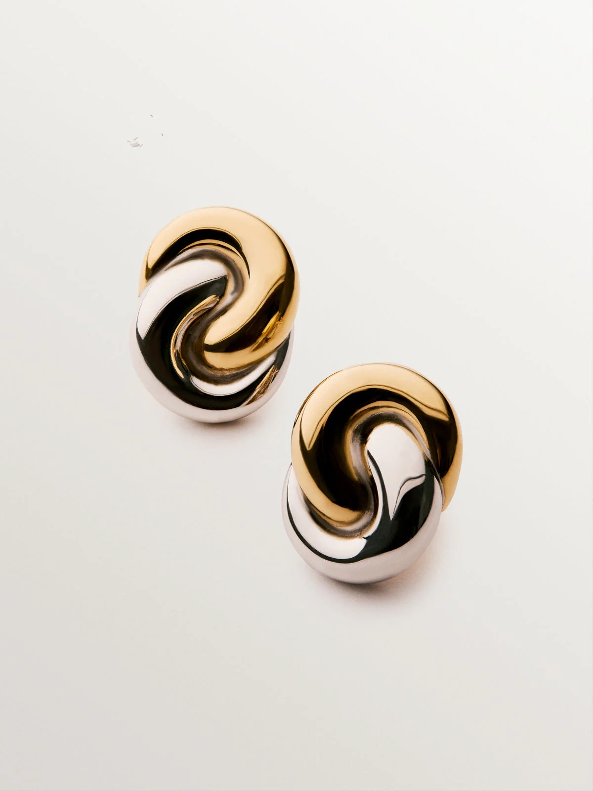 Pendientes de plata 925 bañada en rodio y oro amarillo de 18K