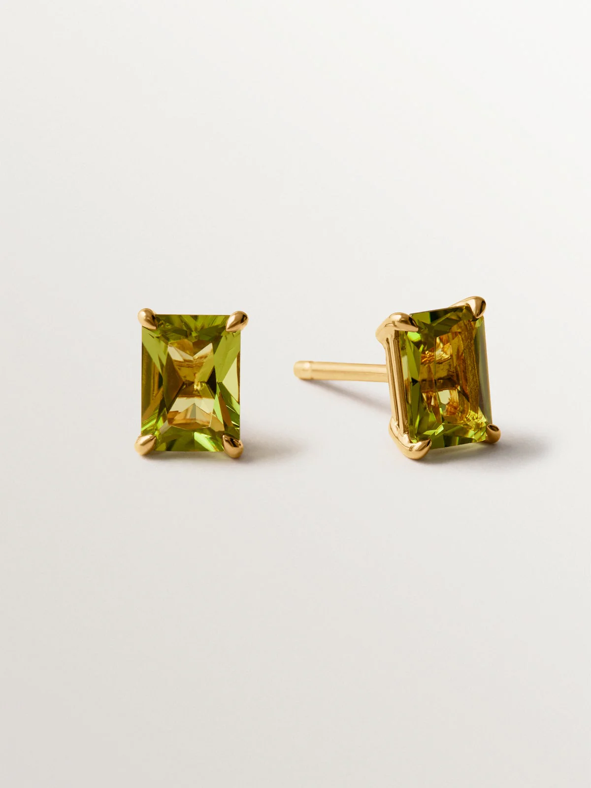 Pendientes de plata 925 bañados en oro amarillo de 18K peridotos verdes - Image 3