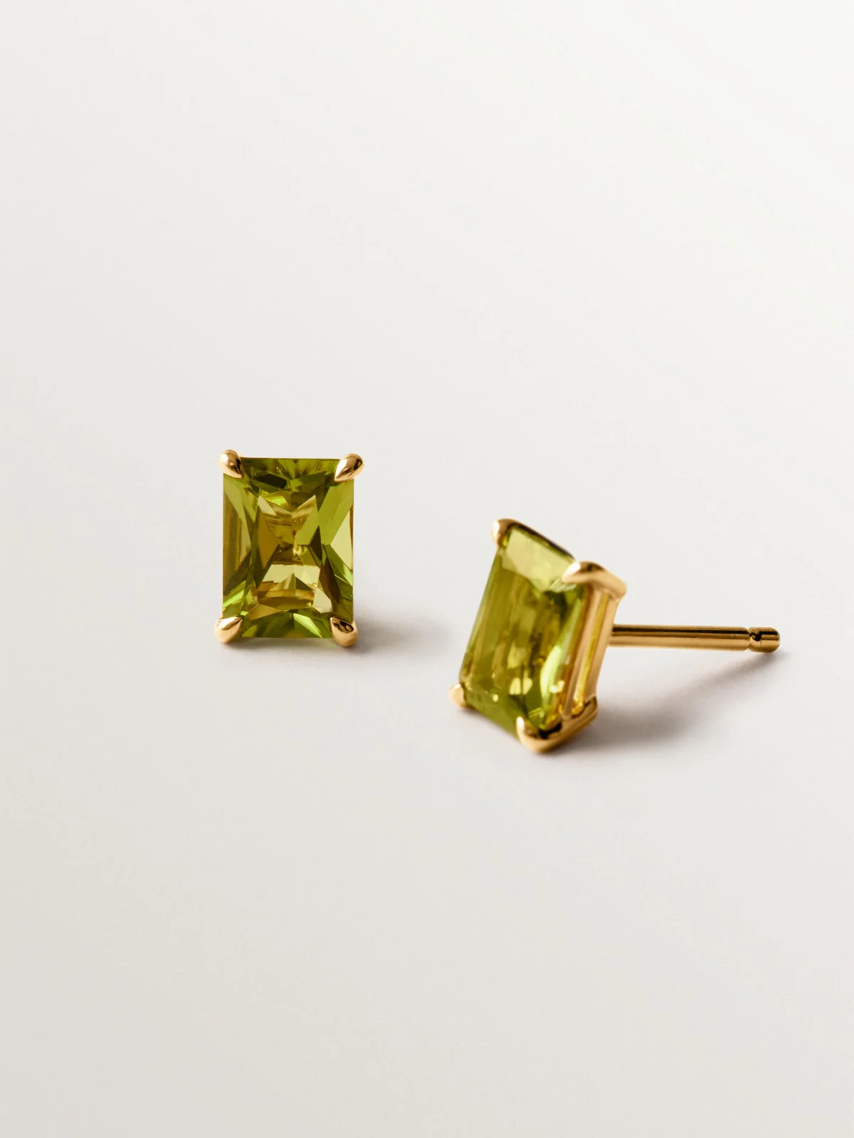 Pendientes de plata 925 bañados en oro amarillo de 18K peridotos verdes - Image 5