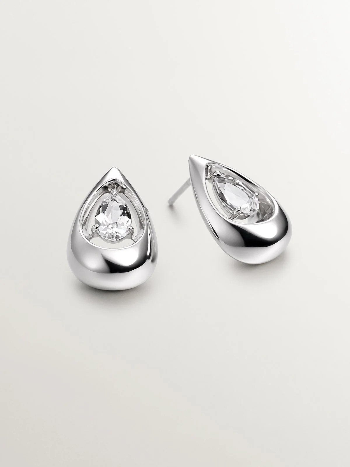 Pendientes de plata 925 con topacios blancos - Image 3