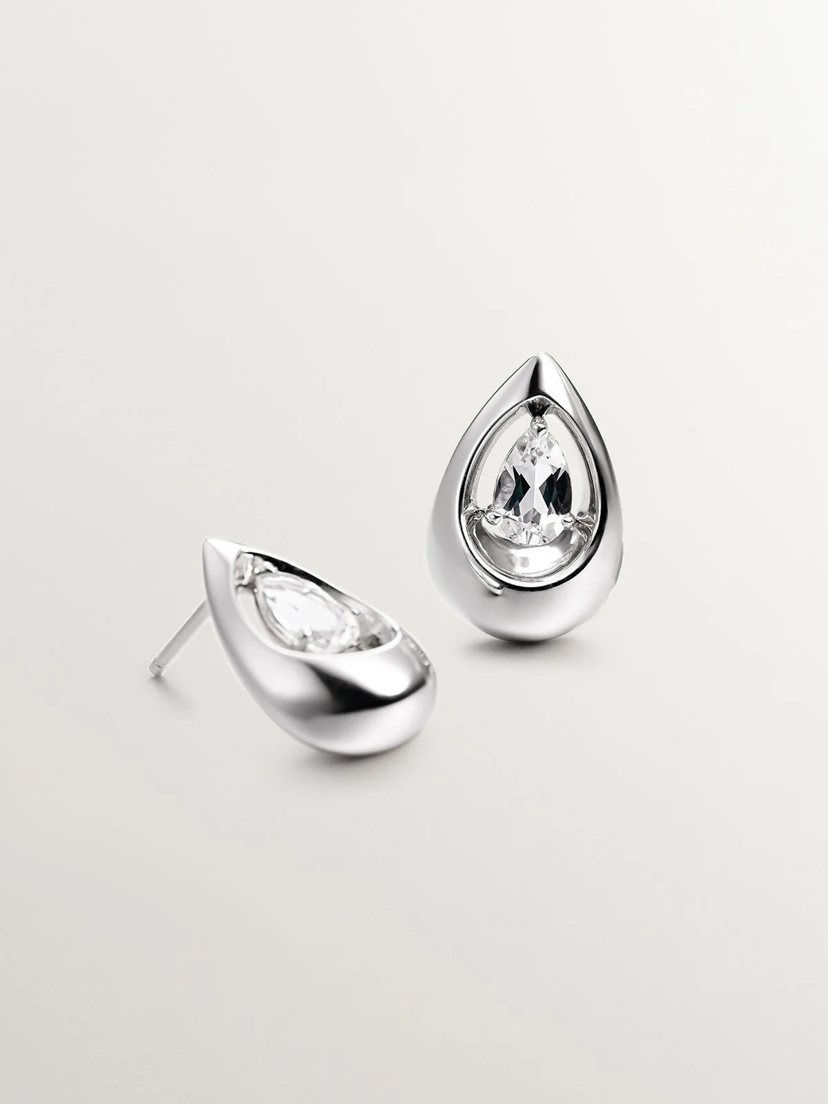 Pendientes de plata 925 con topacios blancos - Image 5