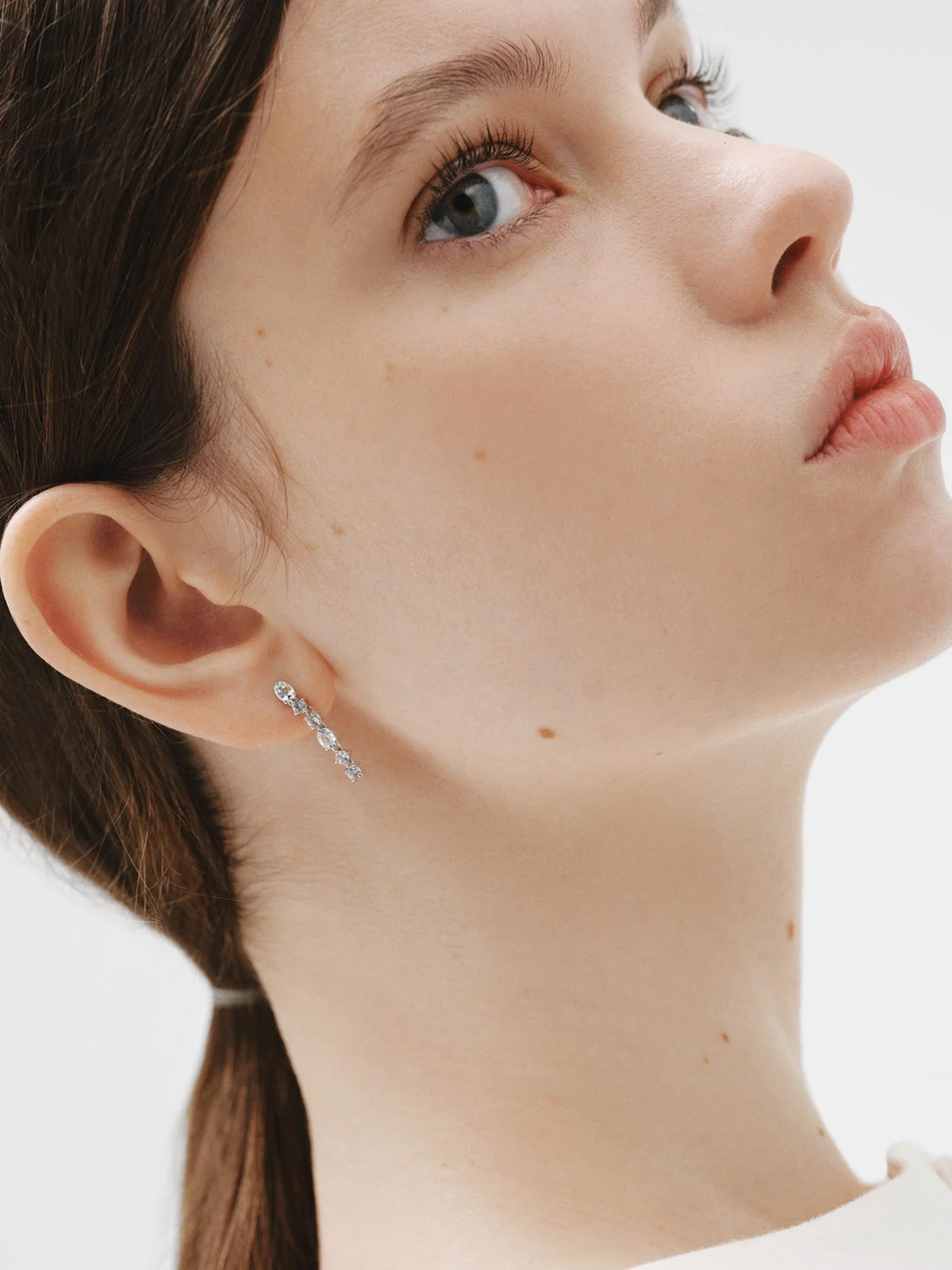 Pendientes de plata 925 con topacios blancos - Image 2