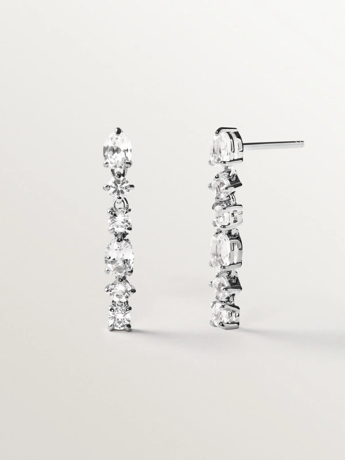 Pendientes de plata 925 con topacios blancos - Image 3