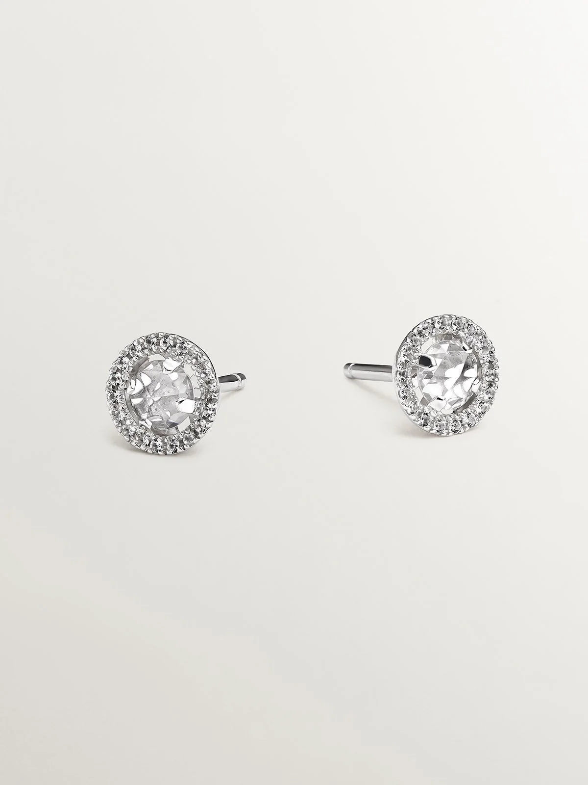 Pendientes de plata 925 con topacios blancos y zafiros blancos
