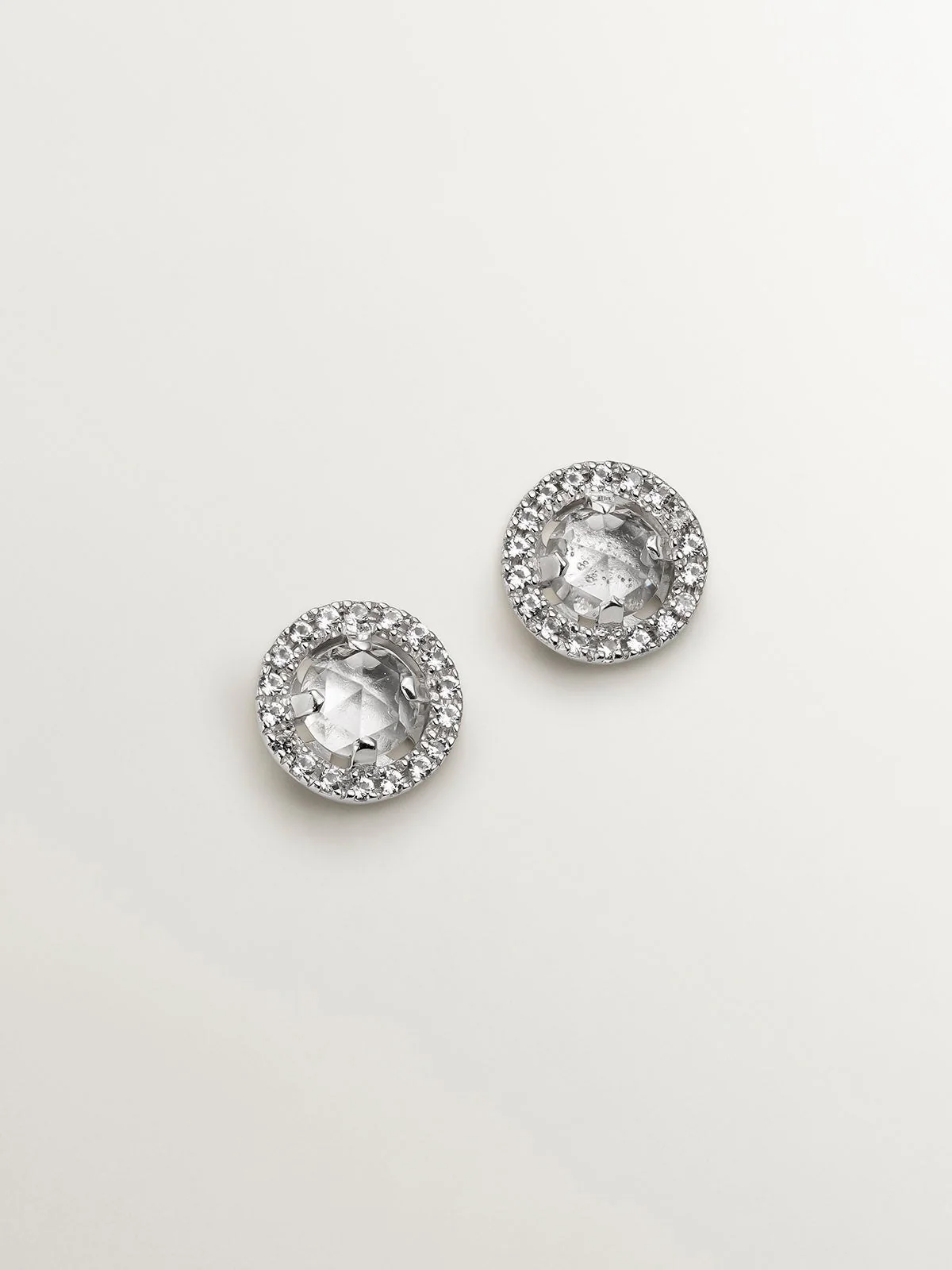 Pendientes de plata 925 con topacios blancos y zafiros blancos - Image 3