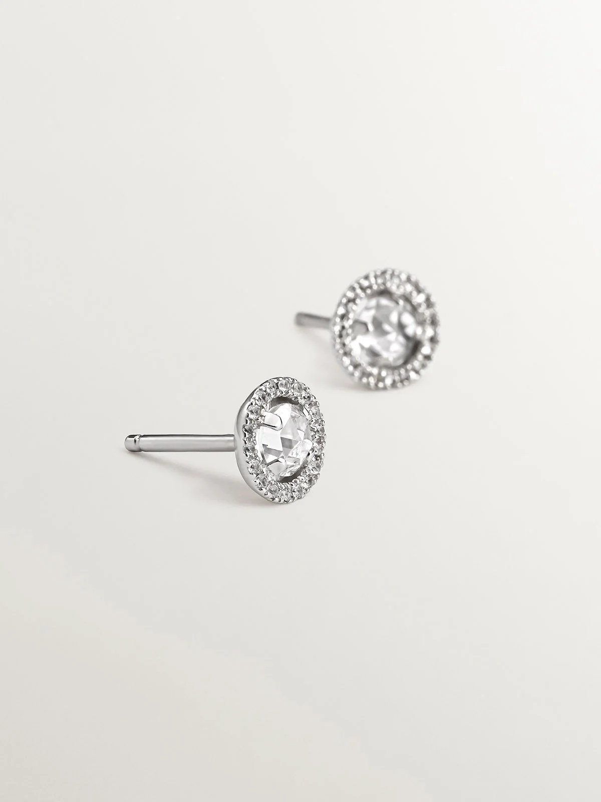 Pendientes de plata 925 con topacios blancos y zafiros blancos - Image 5