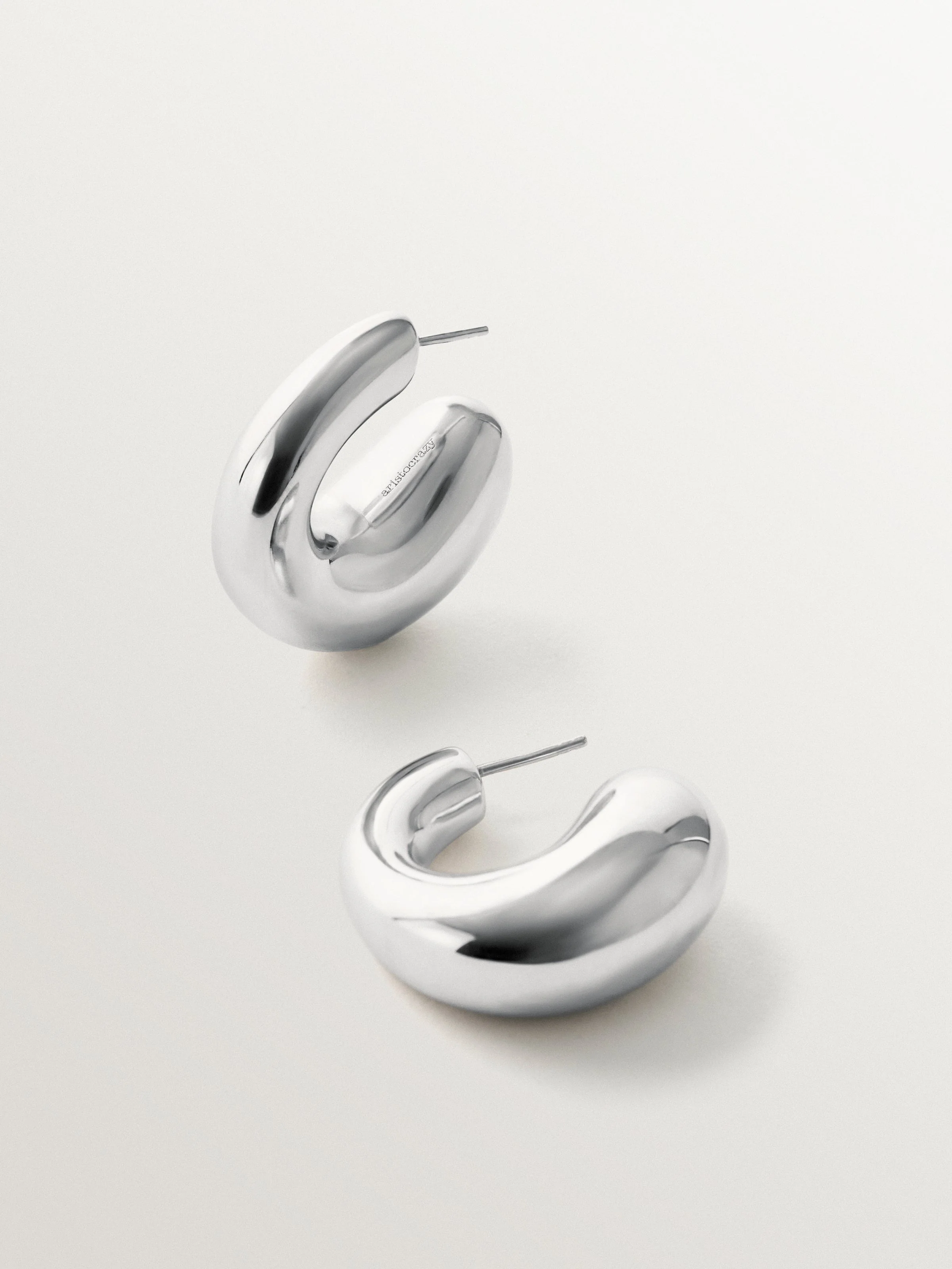 Pendientes gruesos de aro medianos de plata 925 - Image 3