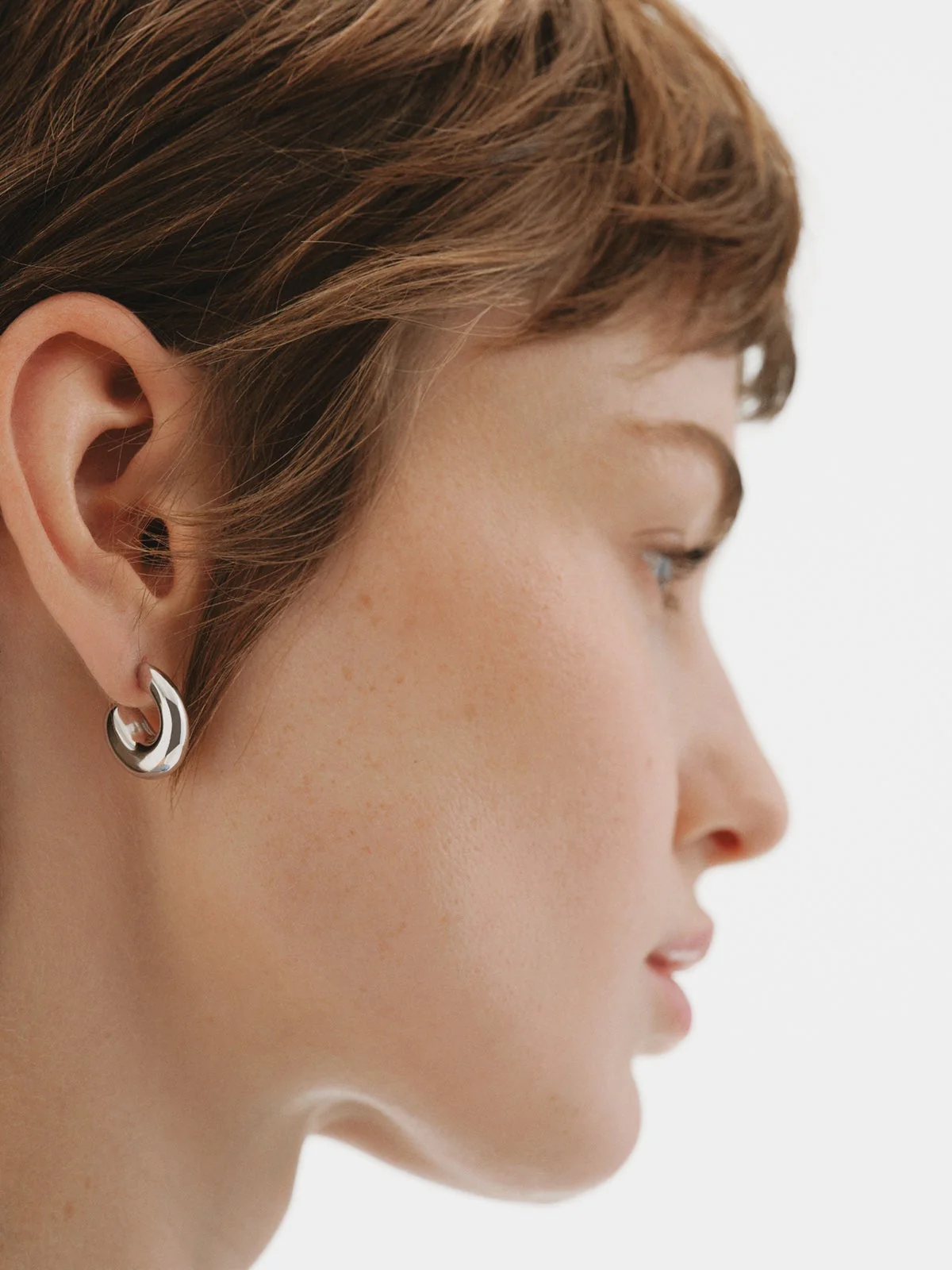 Pendientes gruesos de aro pequeños de plata 925 - Image 2