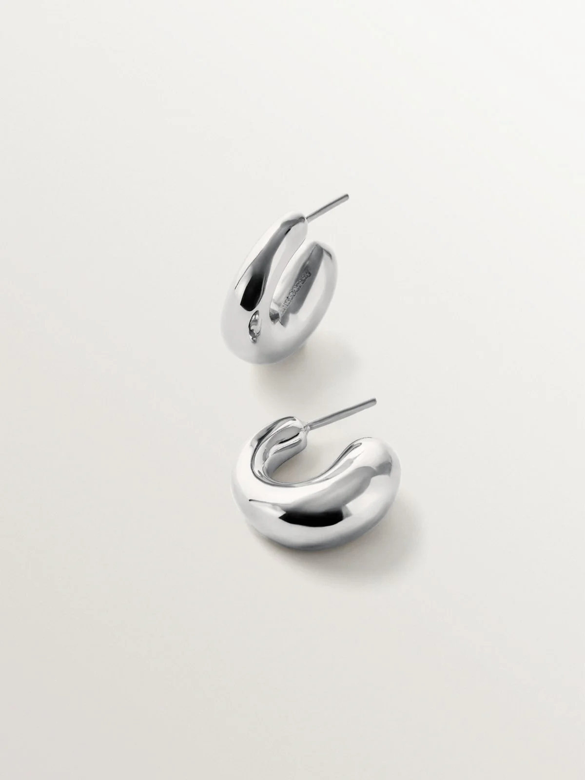 Pendientes gruesos de aro pequeños de plata 925 - Image 3
