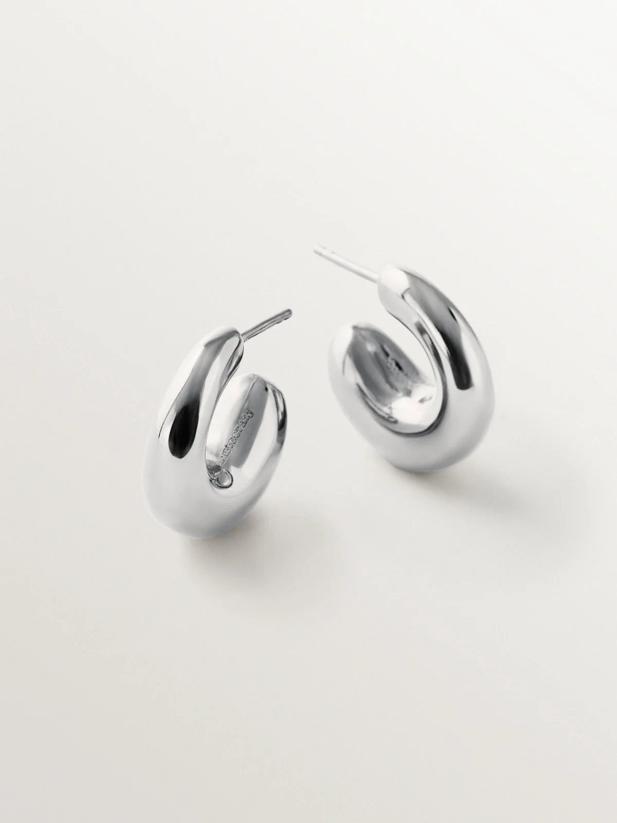 Pendientes gruesos de aro pequeños de plata 925 - Image 5