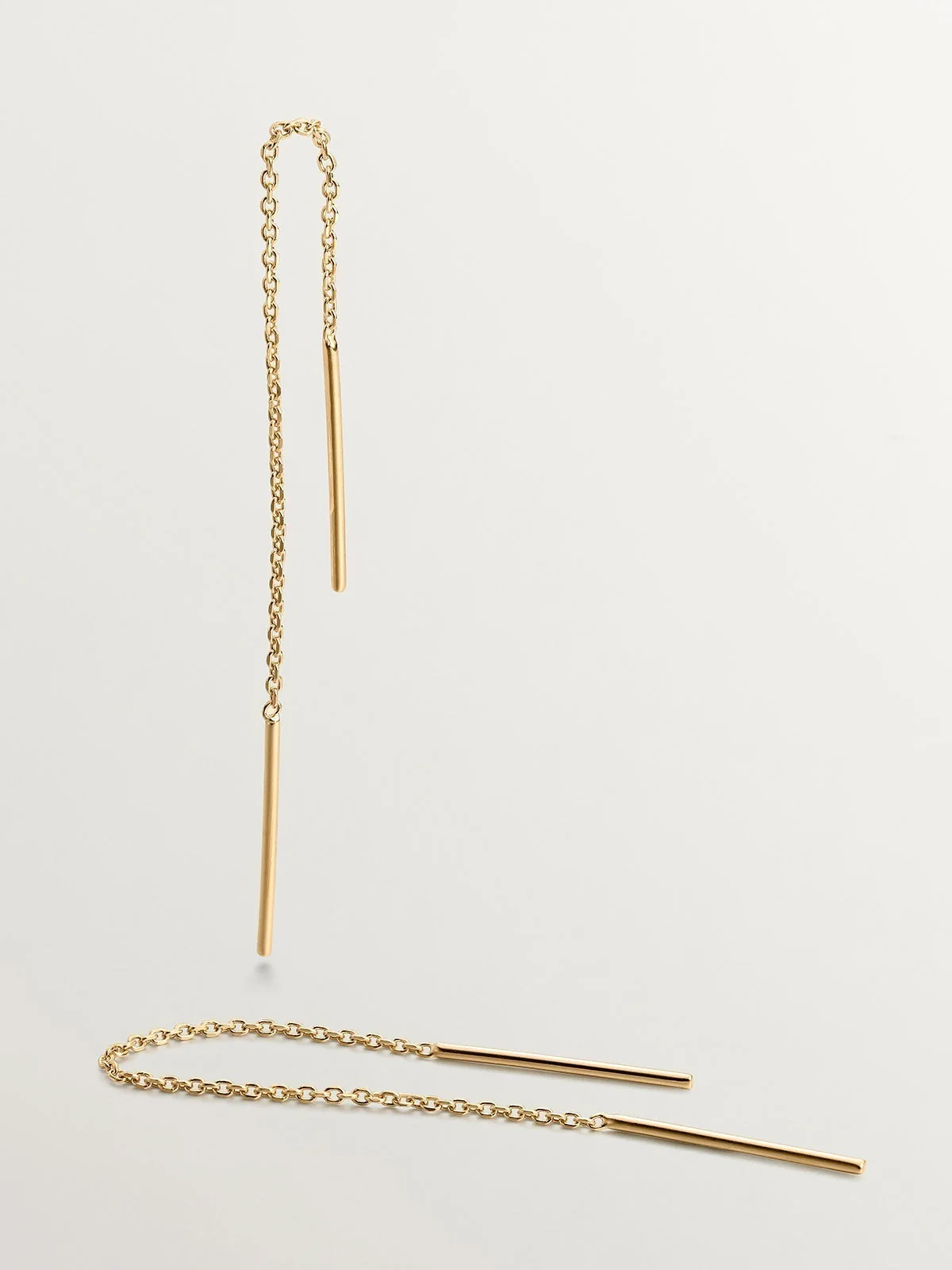 Pendientes largos de cadena de plata 925 bañada en oro amarillo de 18K - Image 3