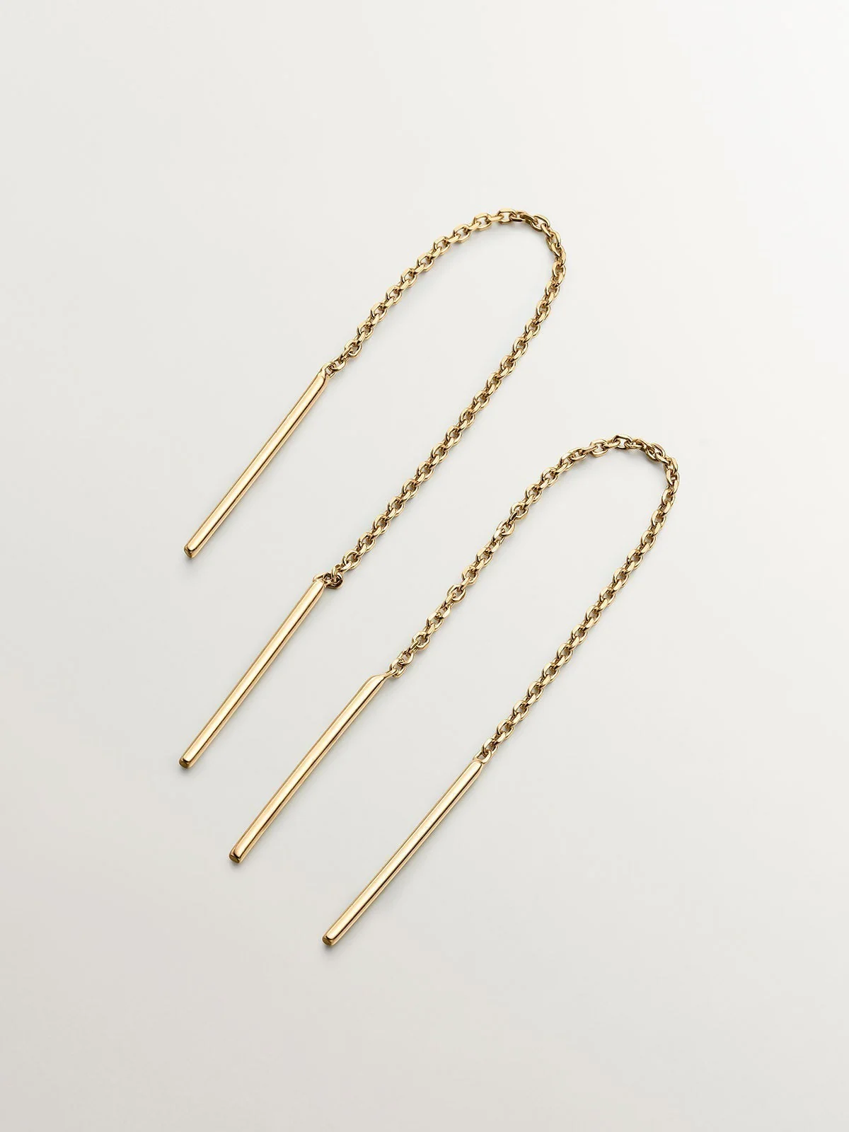 Pendientes largos de cadena de plata 925 bañada en oro amarillo de 18K - Image 5