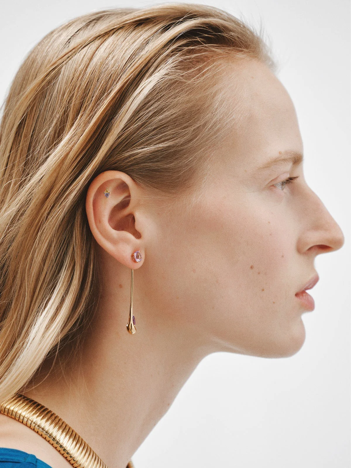 Pendientes largos de plata 925 con amatistas rosas y moradas - Image 6