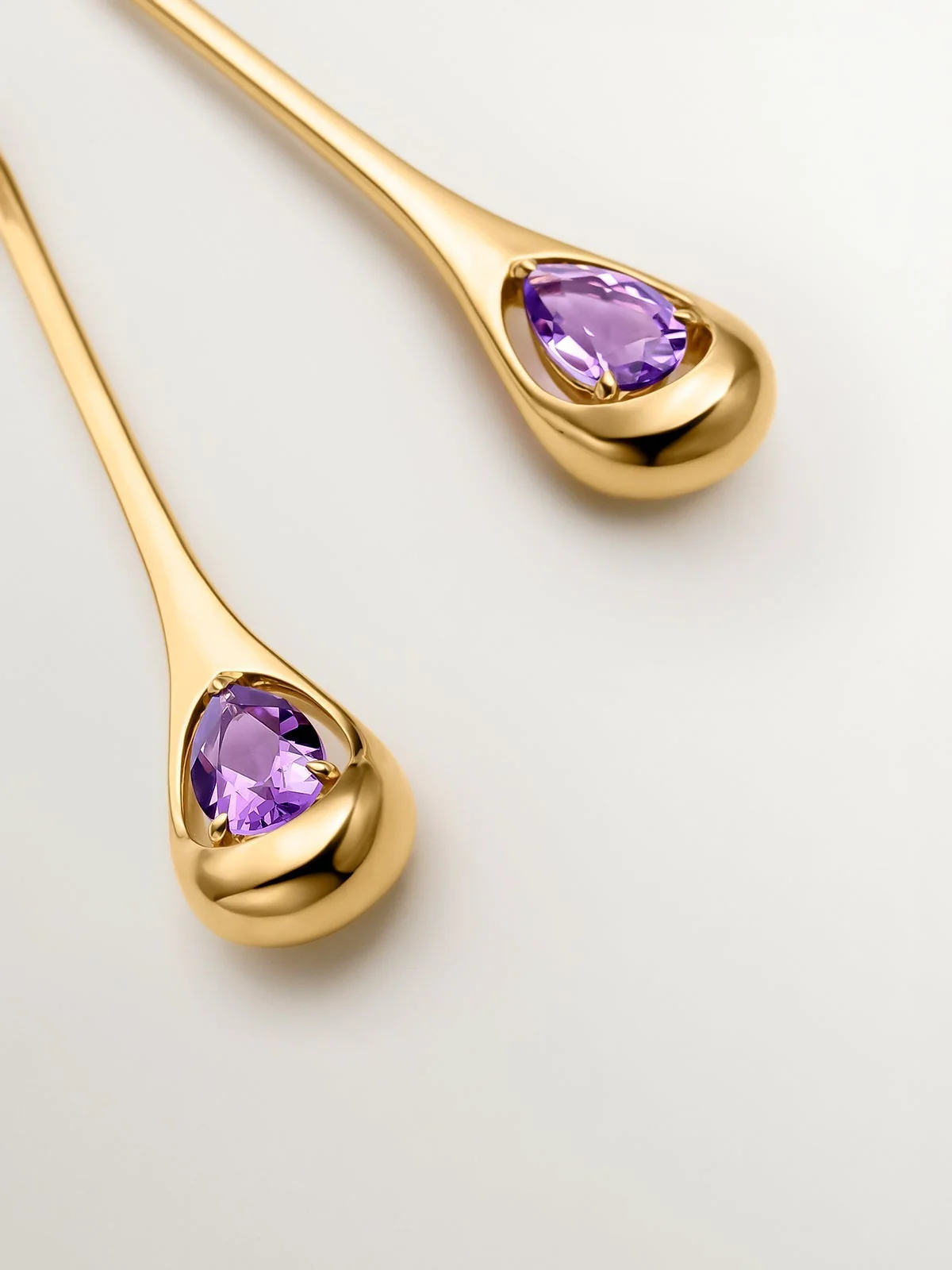 Pendientes largos de plata 925 con amatistas rosas y moradas - Image 7