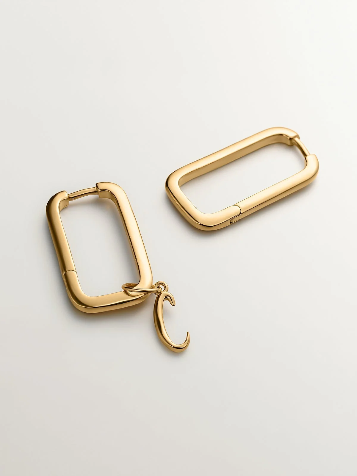 Pendientes rectangulares de plata 925 bañada en oro amarillo de 18K - Image 5