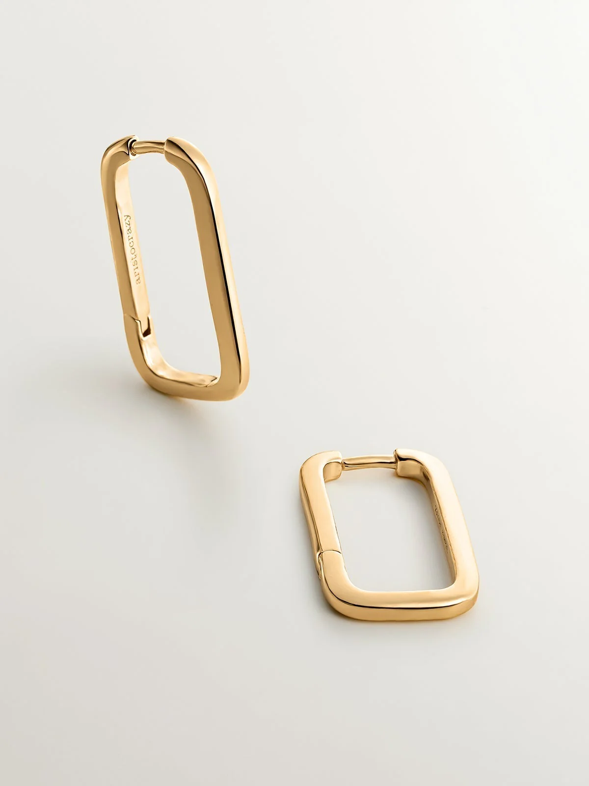 Pendientes rectangulares de plata 925 bañada en oro amarillo de 18K - Image 7