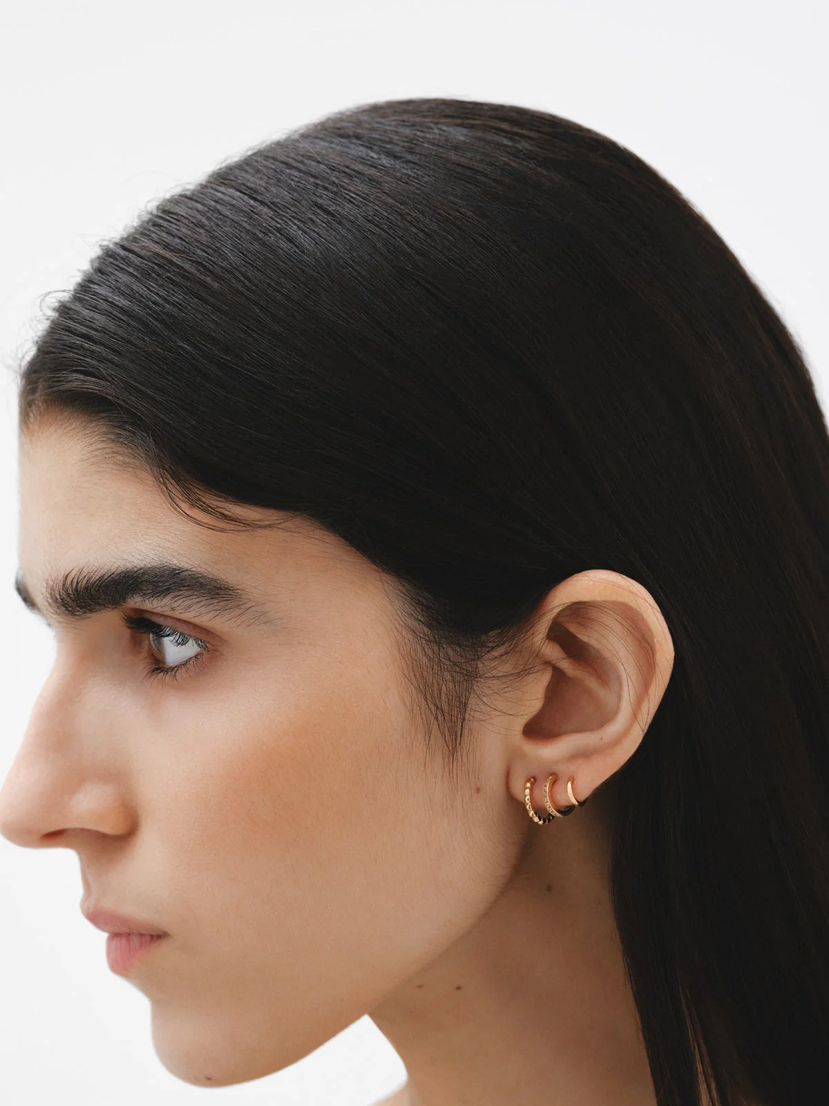 Pendientes trepadores de plata 925 bañada en oro amarillo de 18K con topacios blancos - Image 6