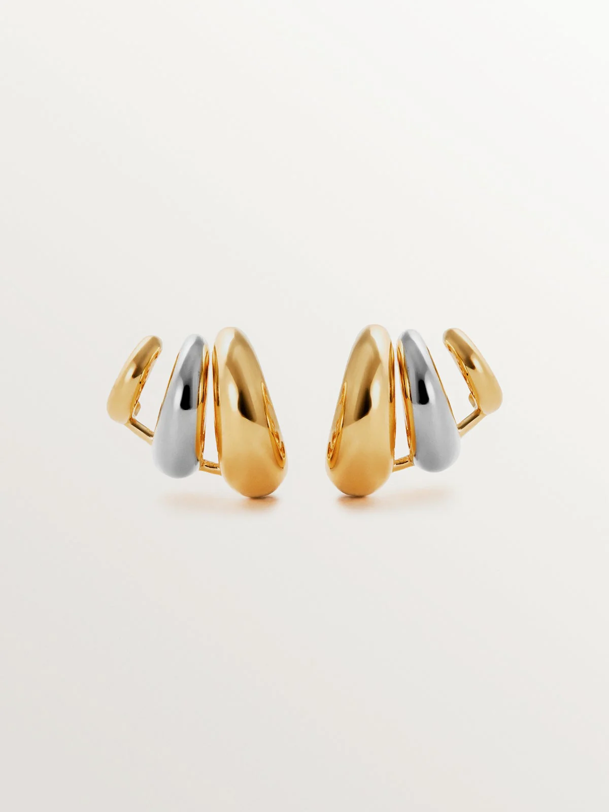 Pendientes trepadores de plata 925 bañada en rodio y oro amarillo de 18K