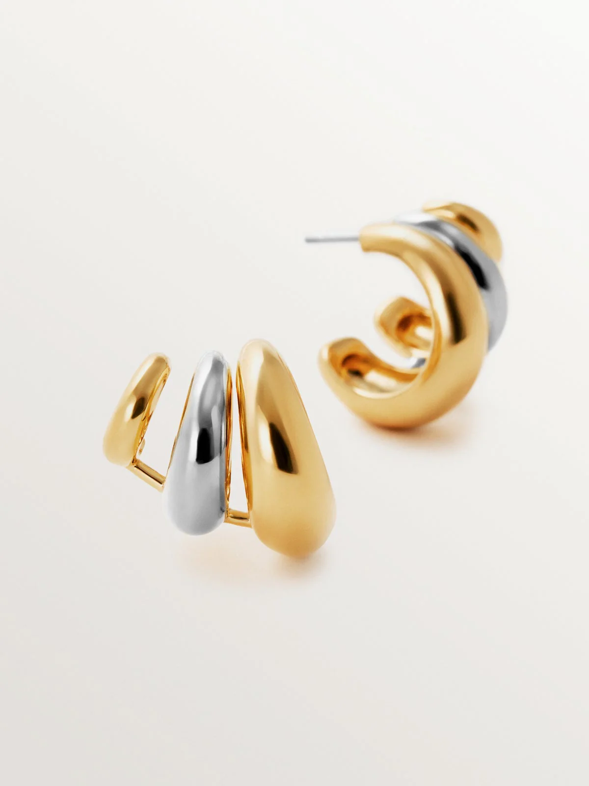 Pendientes trepadores de plata 925 bañada en rodio y oro amarillo de 18K - Image 3