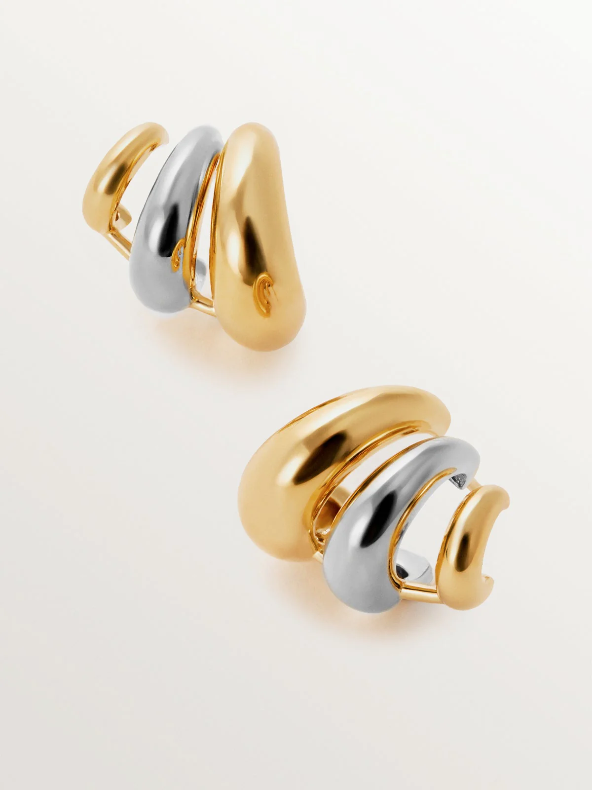 Pendientes trepadores de plata 925 bañada en rodio y oro amarillo de 18K - Image 5