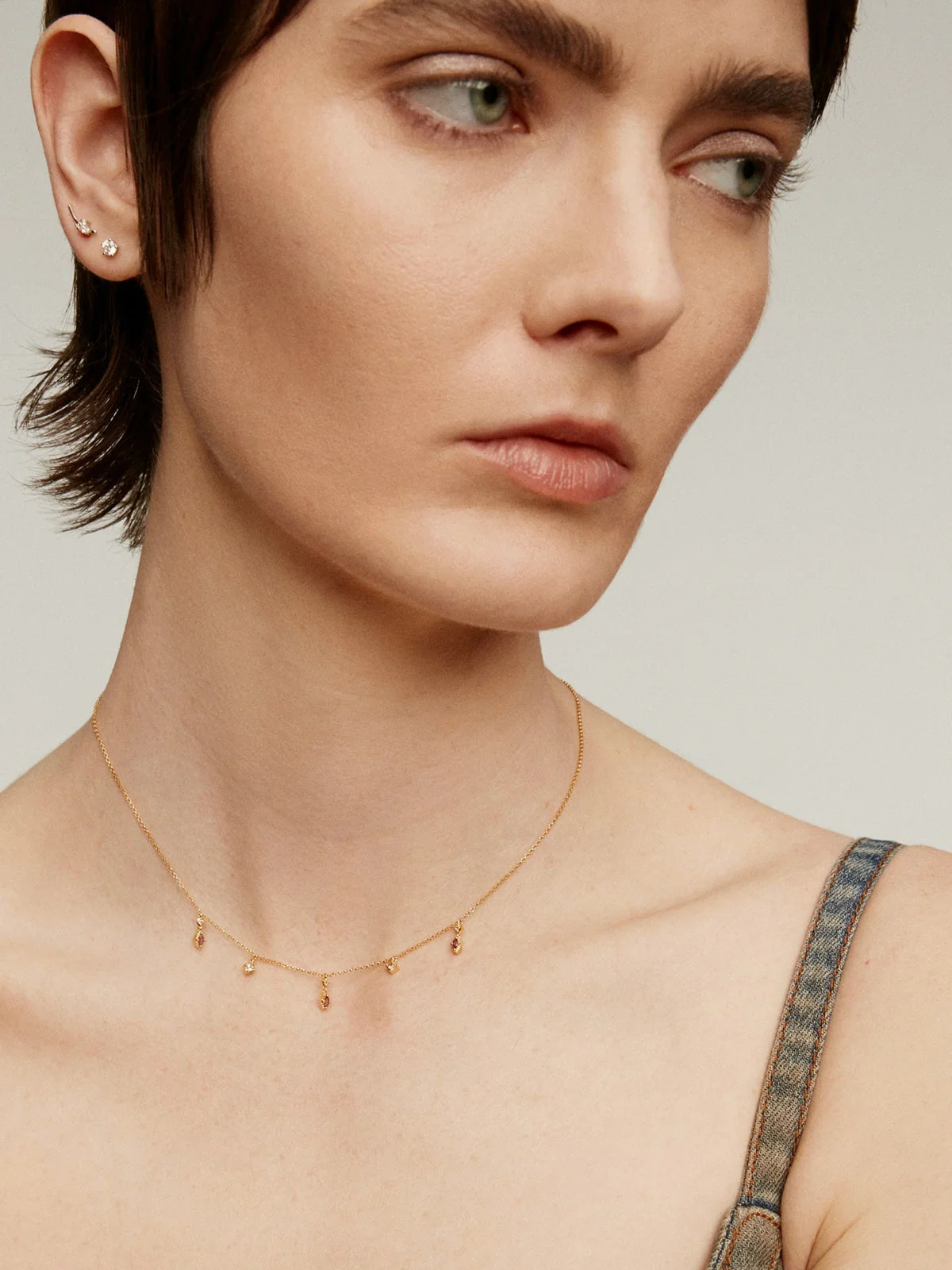 Piercing de oro blanco de 18K con diamante 0,15 cts - Image 4