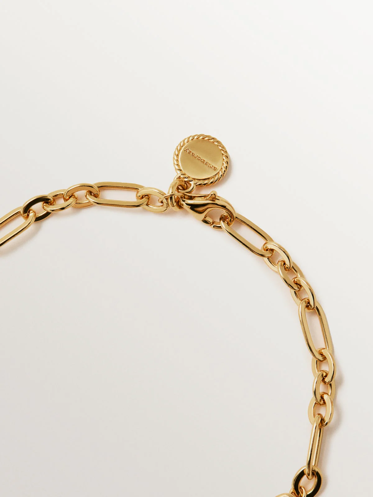 Pulsera de cadena de plata 925 bañada en oro amarillo de 18K con rodolitas rojas - Image 5
