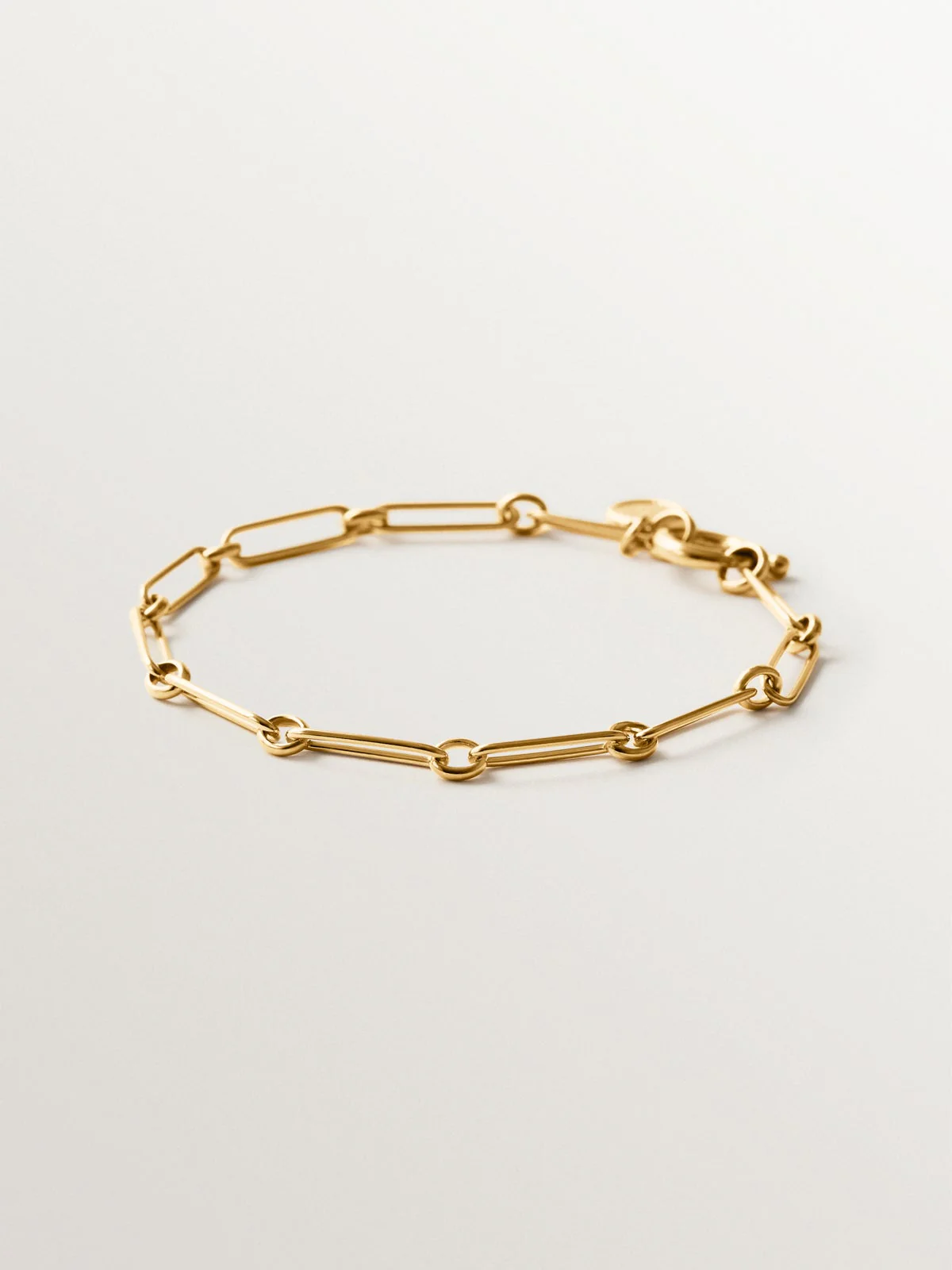 Pulsera de eslabón combinado 17 cm en plata 925 bañada en oro de 18K