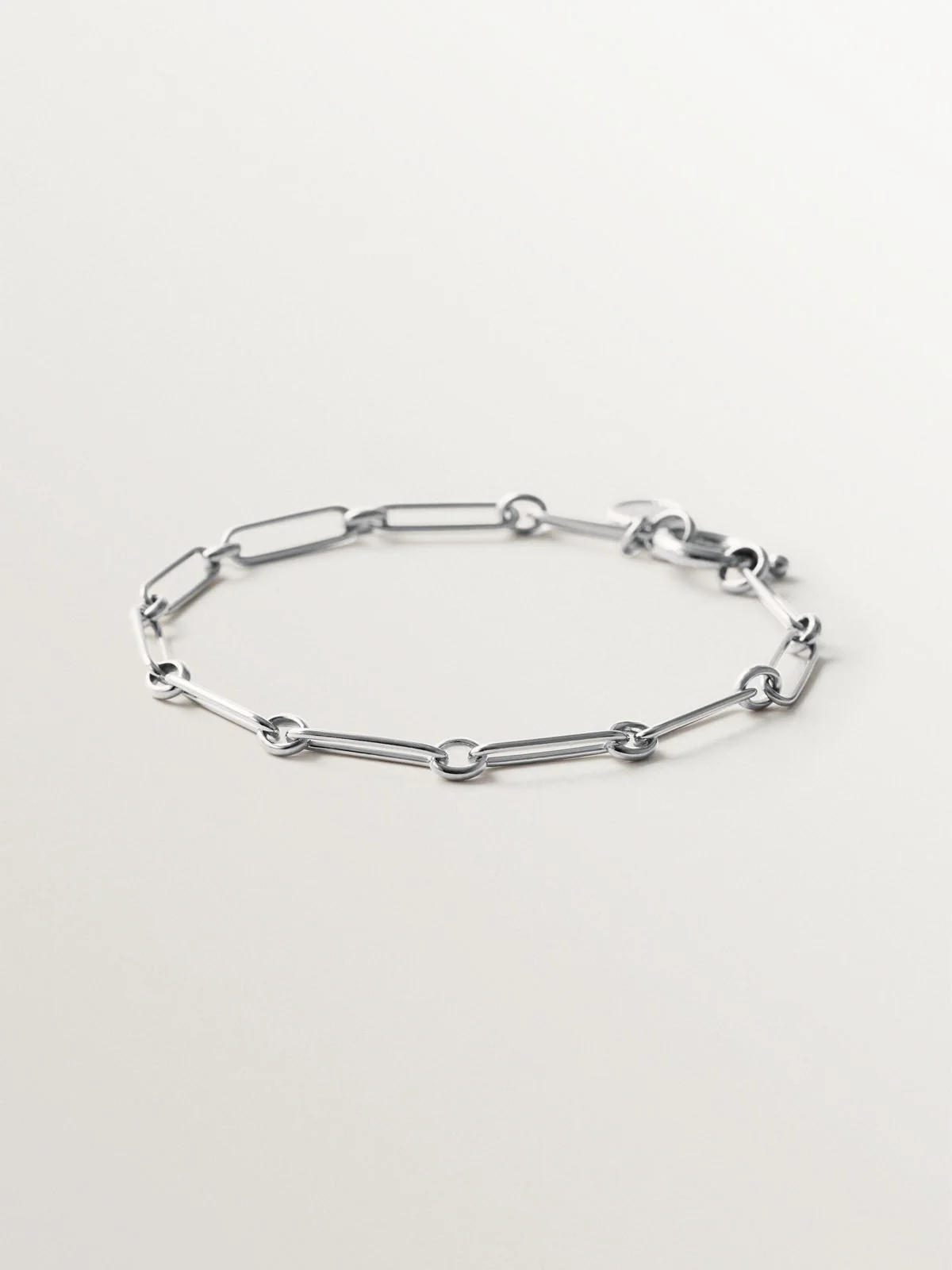 Pulsera de eslabón combinado 17 cm en plata 925 rodiada