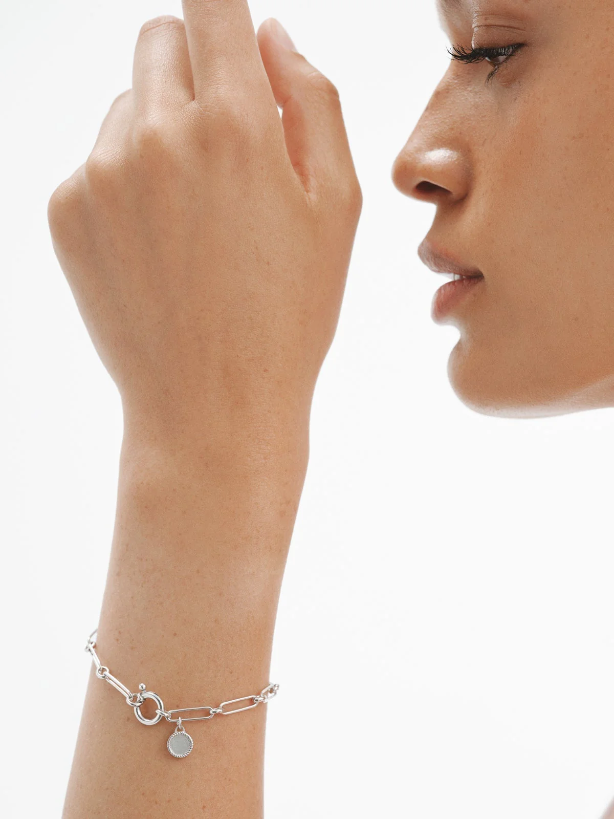 Pulsera de eslabón combinado 17 cm en plata 925 rodiada - Image 4