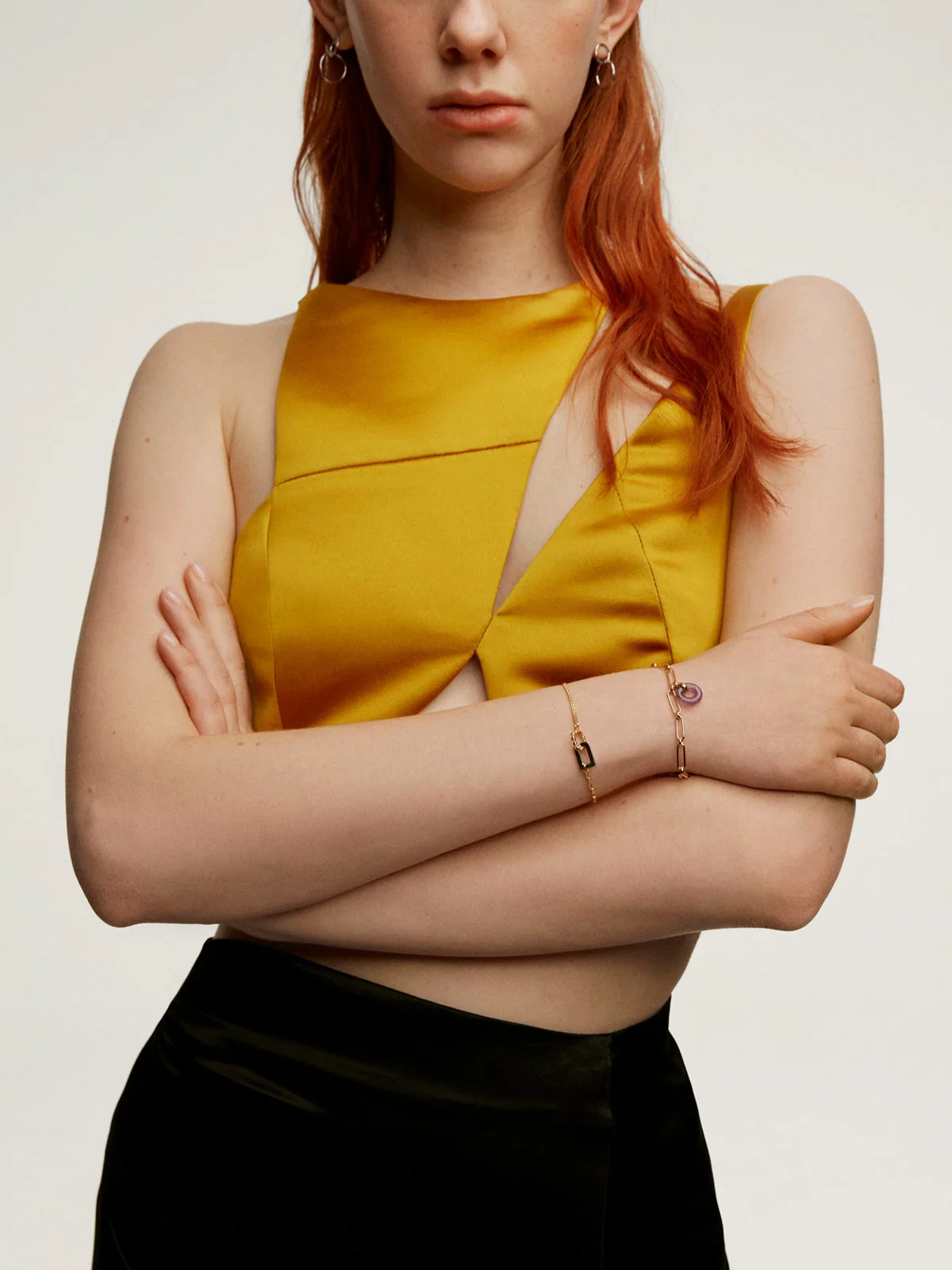 Pulsera de eslabones de plata 925 bañada en oro amarillo de 18K con amatista morada - Image 6