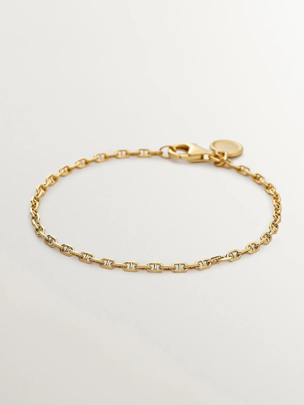 Pulsera de eslabones de plata 925 bañada en oro amarillo de 18K