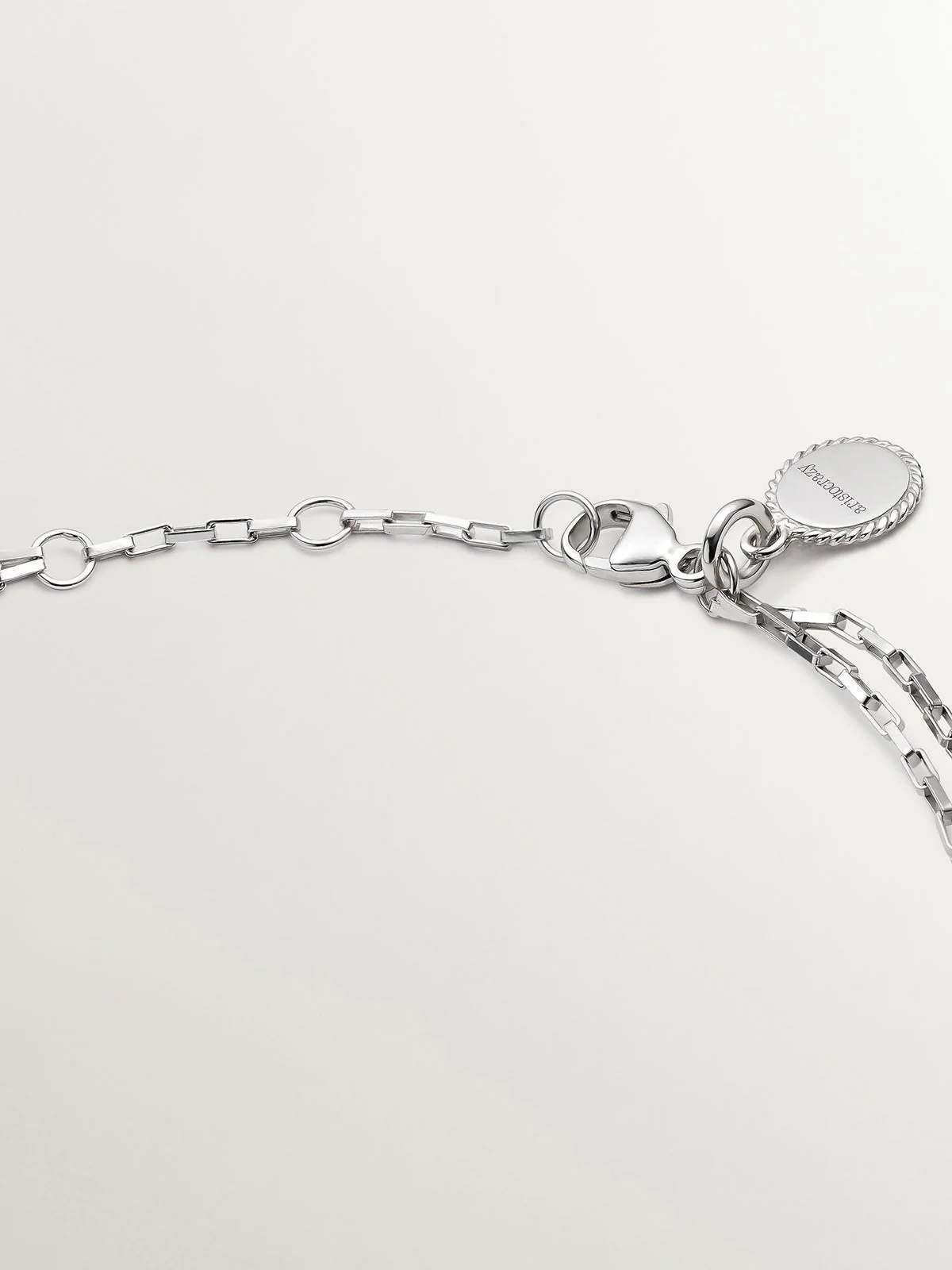 Pulsera de eslabones forza de plata 925 con aro de topacios blancos - Image 7
